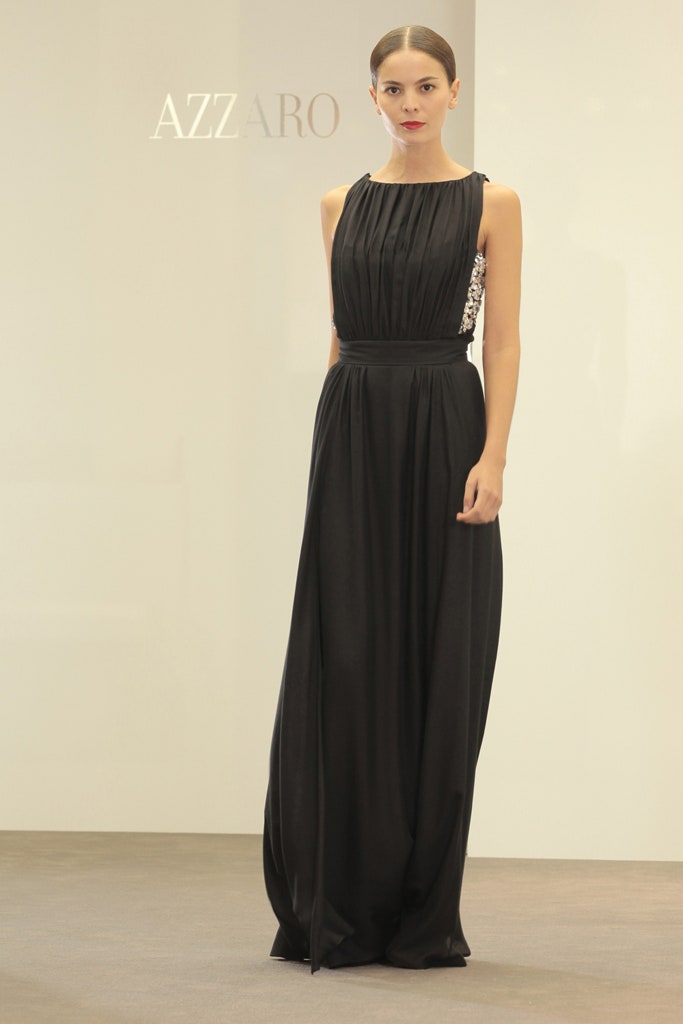 black silk sleeveless gown
