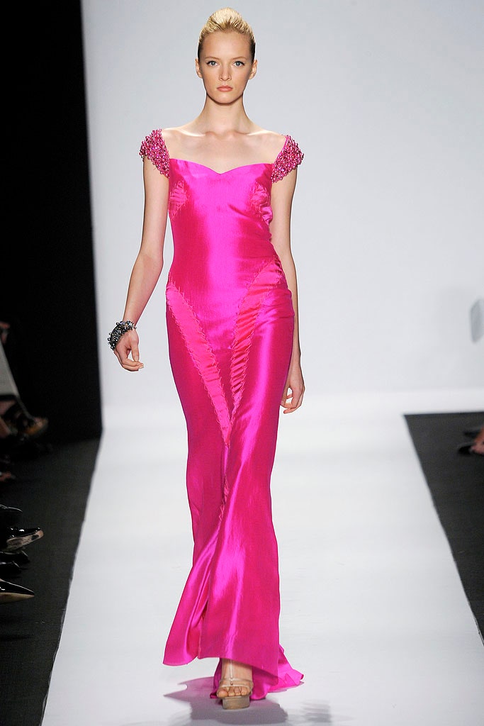 fitted pink silk gown