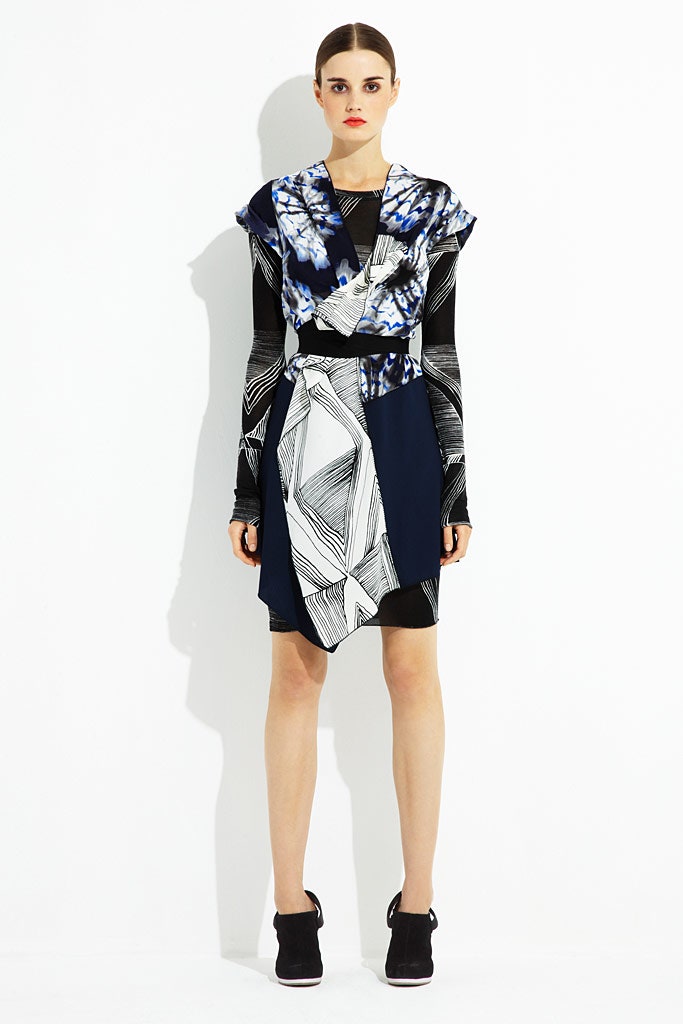 blue and black asymmetric dress