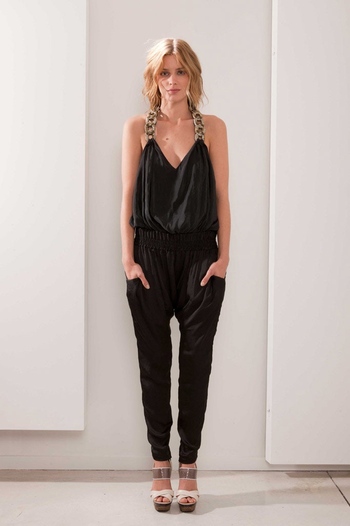 black silk sleeveless jumpsuit
