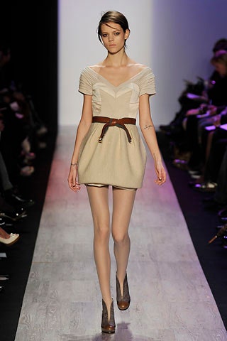 beige and white pleated mini dress