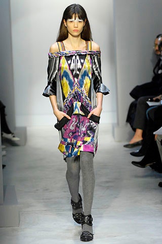 multi-colored off-shoulder dress