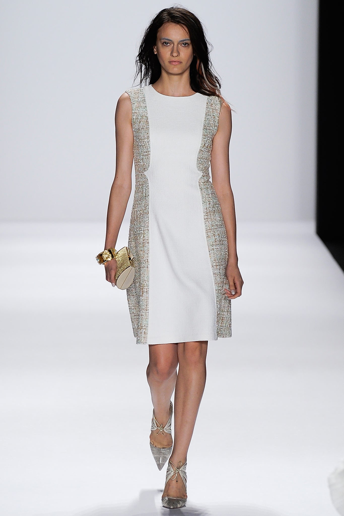 fitted white sleeveless dress