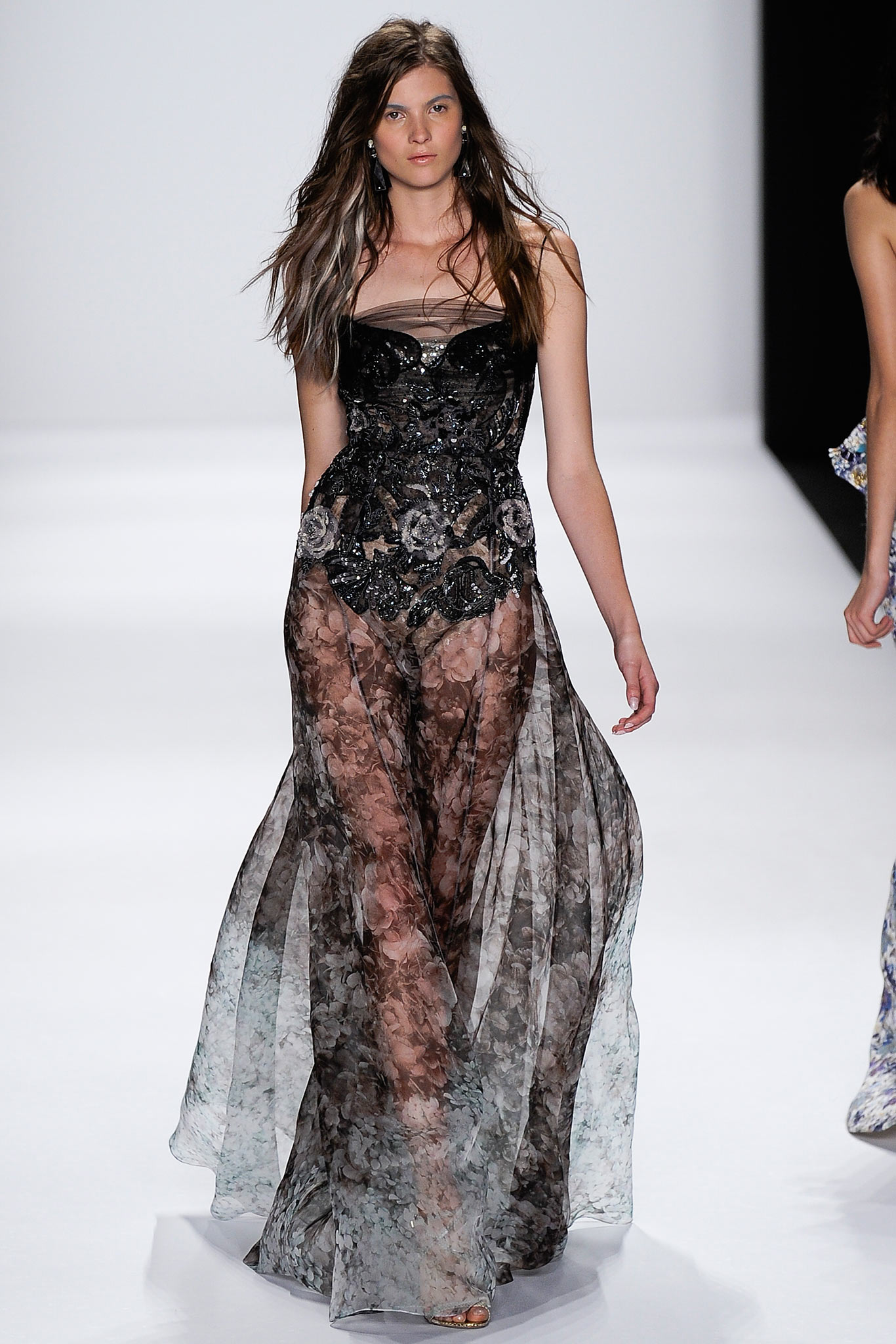 black multi-layered sheer gown