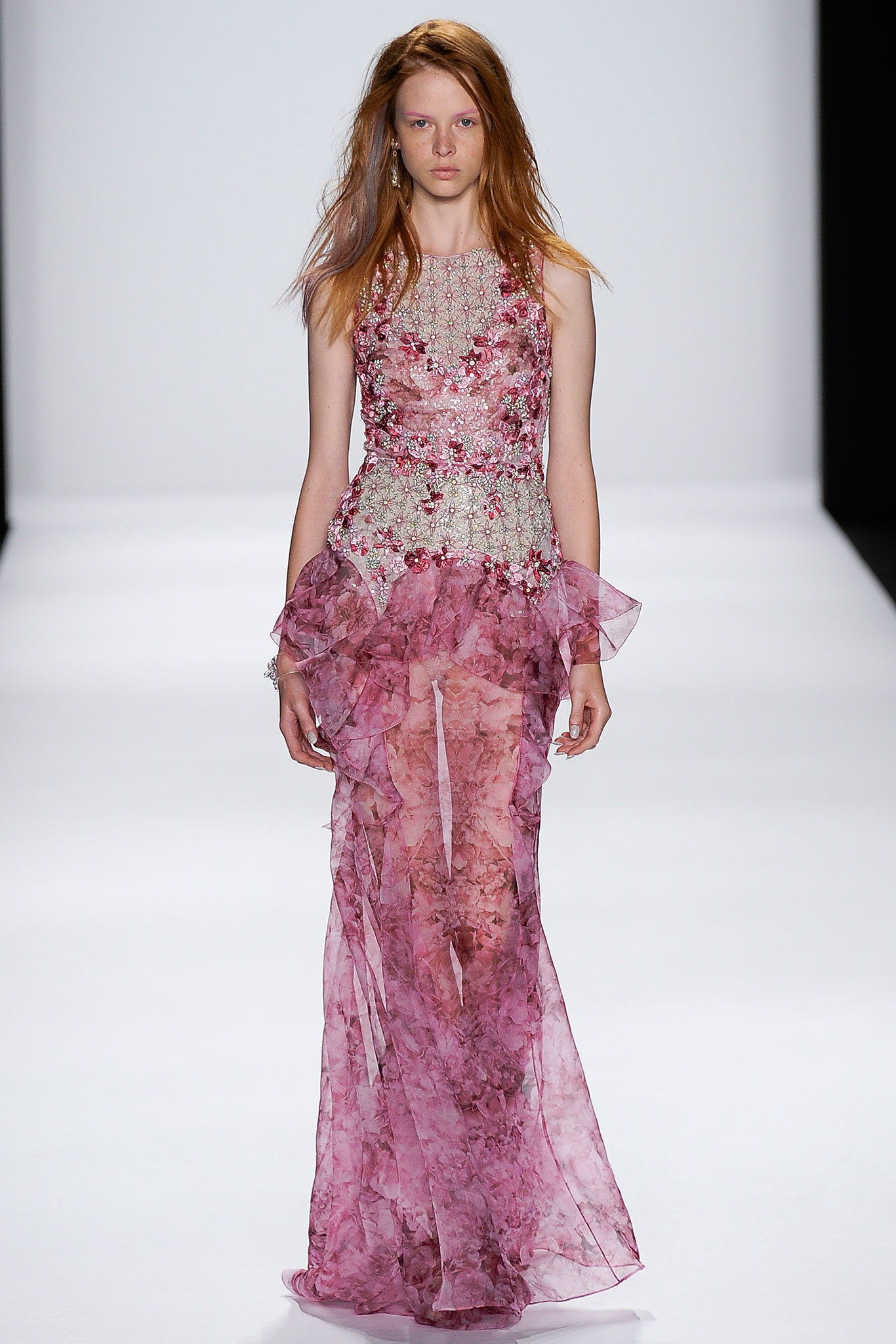 pink silk sleeveless gown