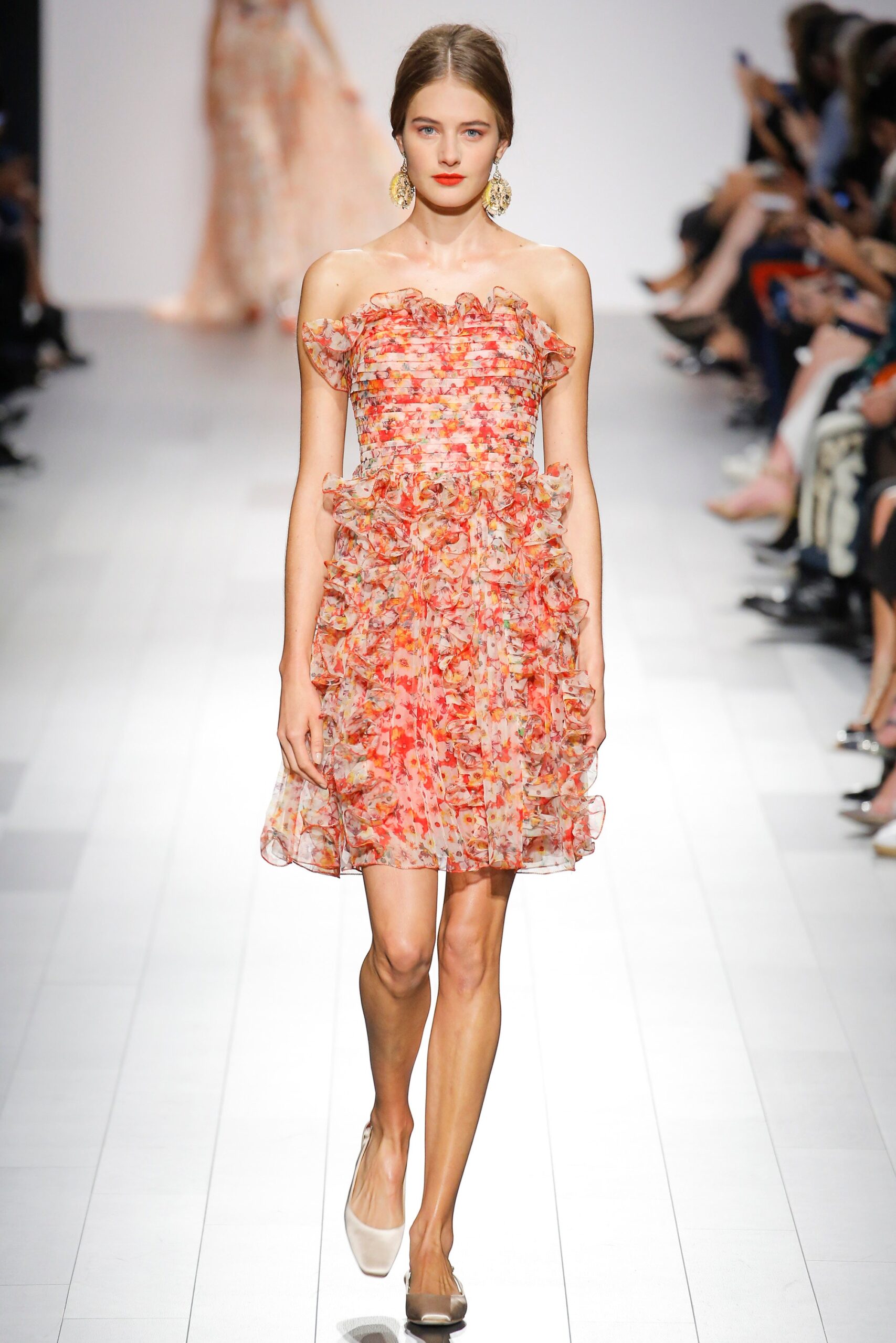 ruffled floral mini dress