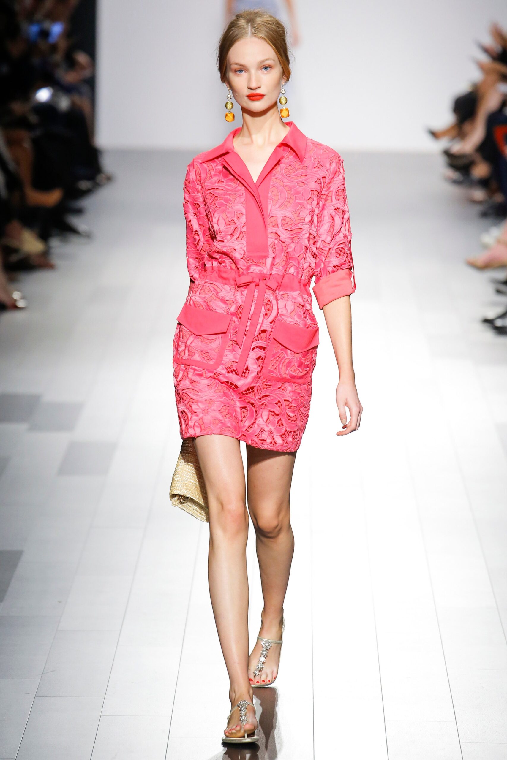 pink embroidered mini dress