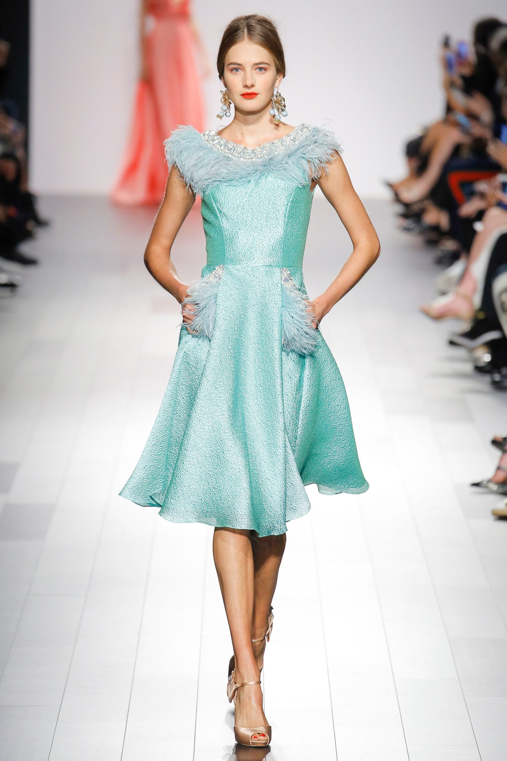 blue silk sleeveless dress