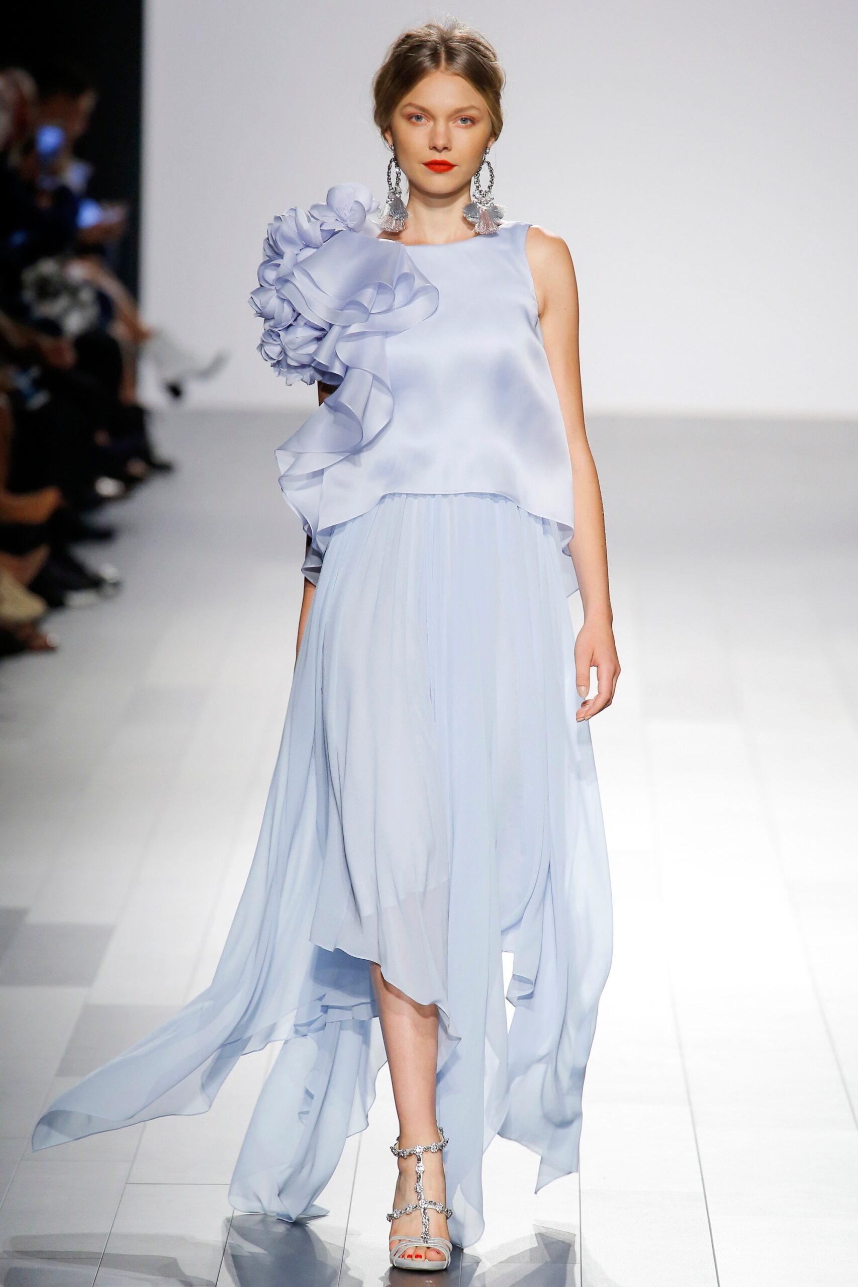 blue silk sleeveless dress