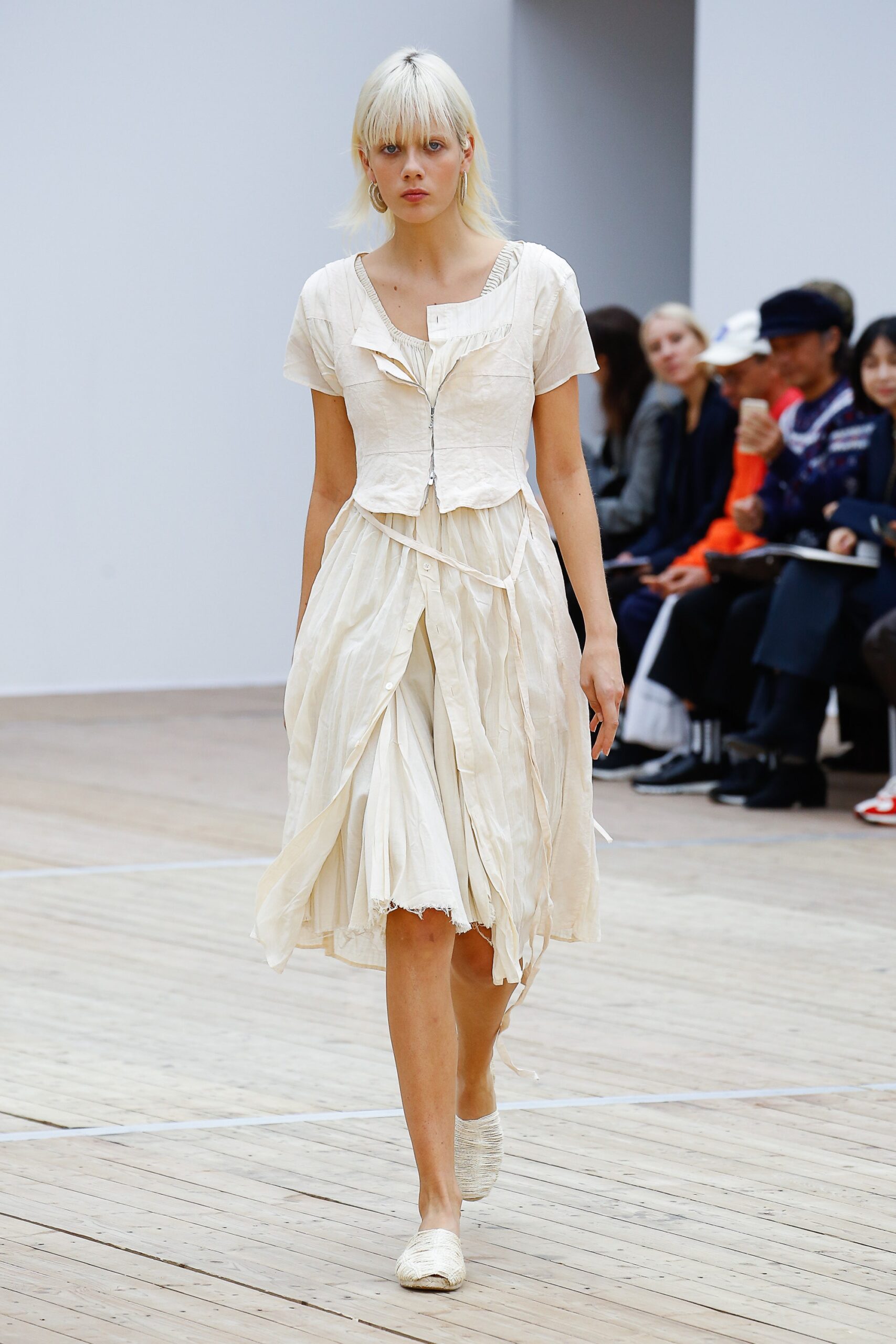 ivory draped midi dress