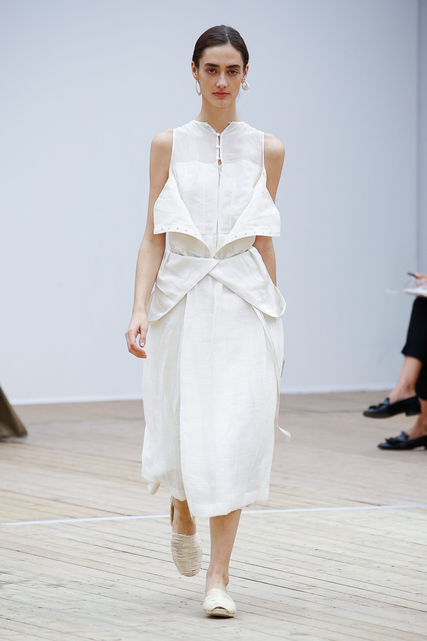 white sheer layered midi dress