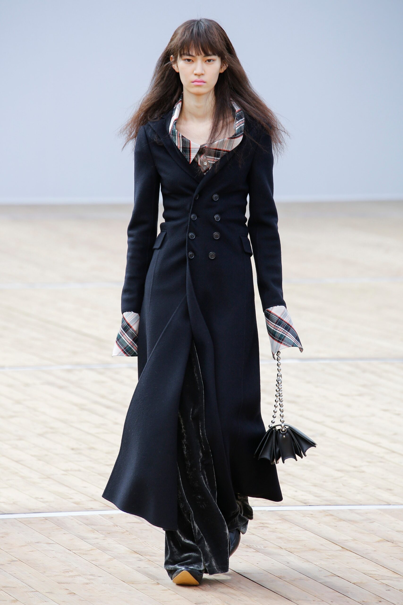black double-breasted tailored coat
