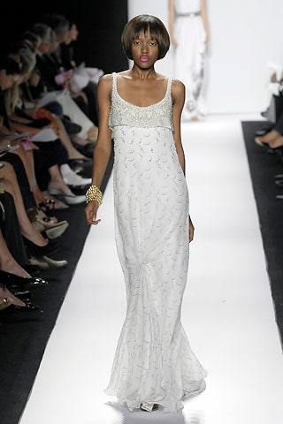 white silk fitted gown