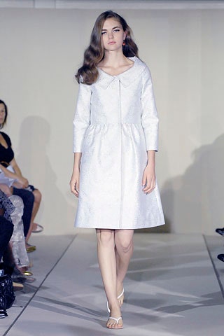 white silk long-sleeve dress