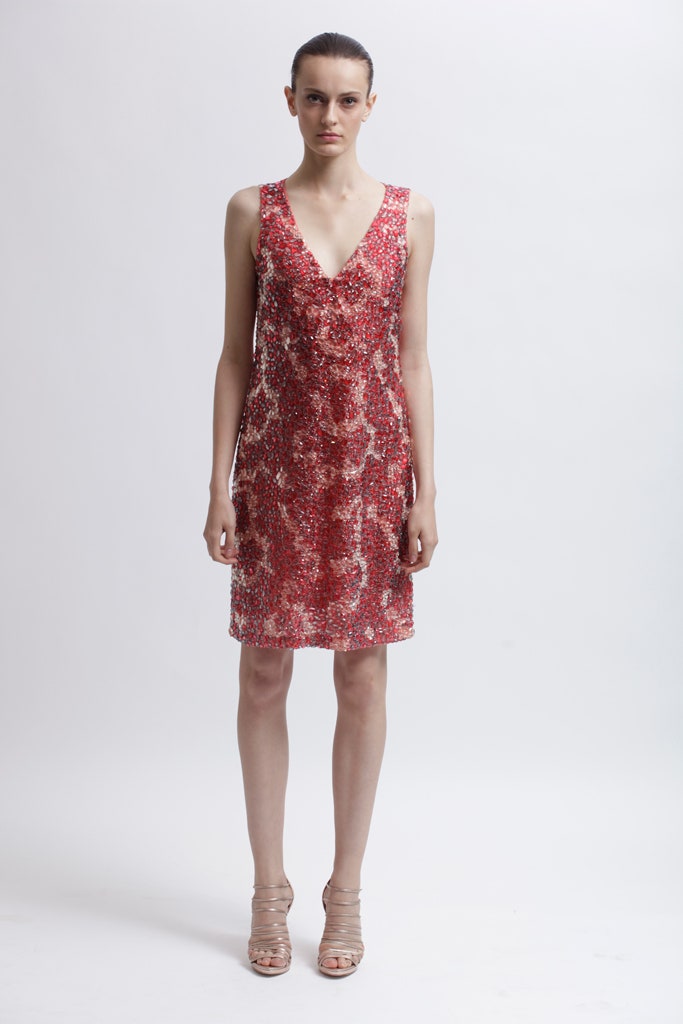 fitted red sequin dress