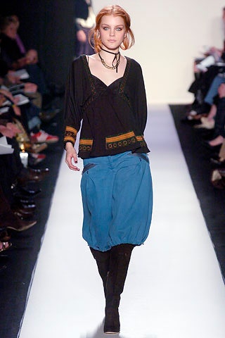 black top blue skirt boots