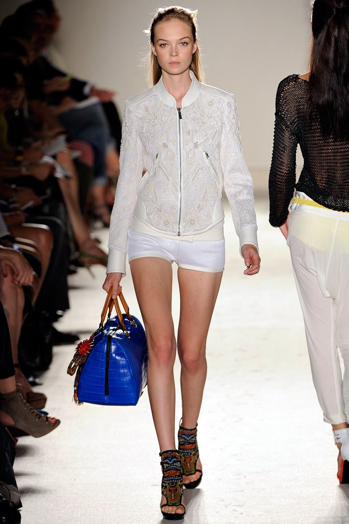 white embroidered jacket with shorts