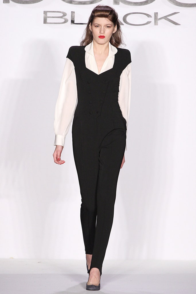 black and white tailored jumpsuit