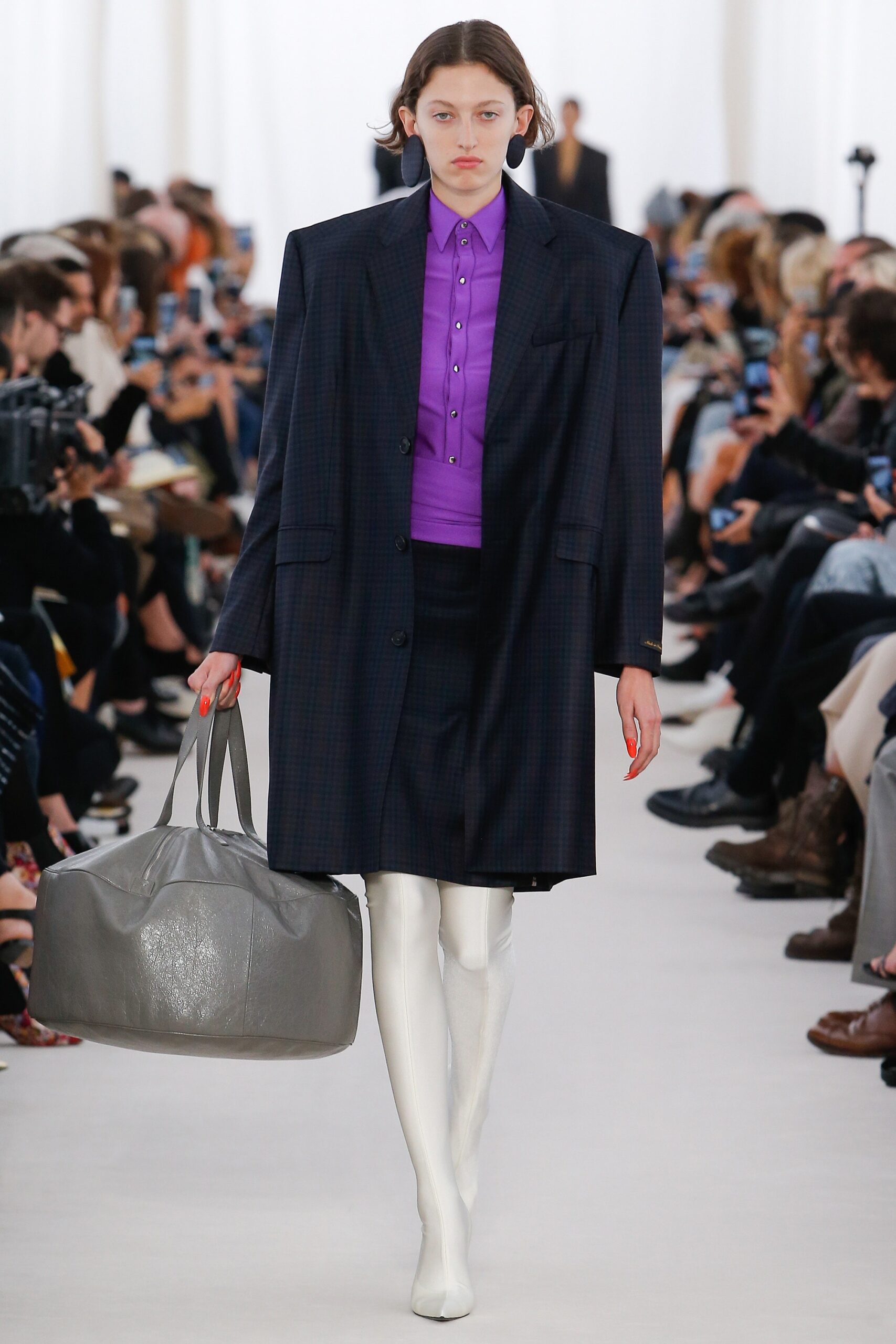 oversized navy plaid blazer