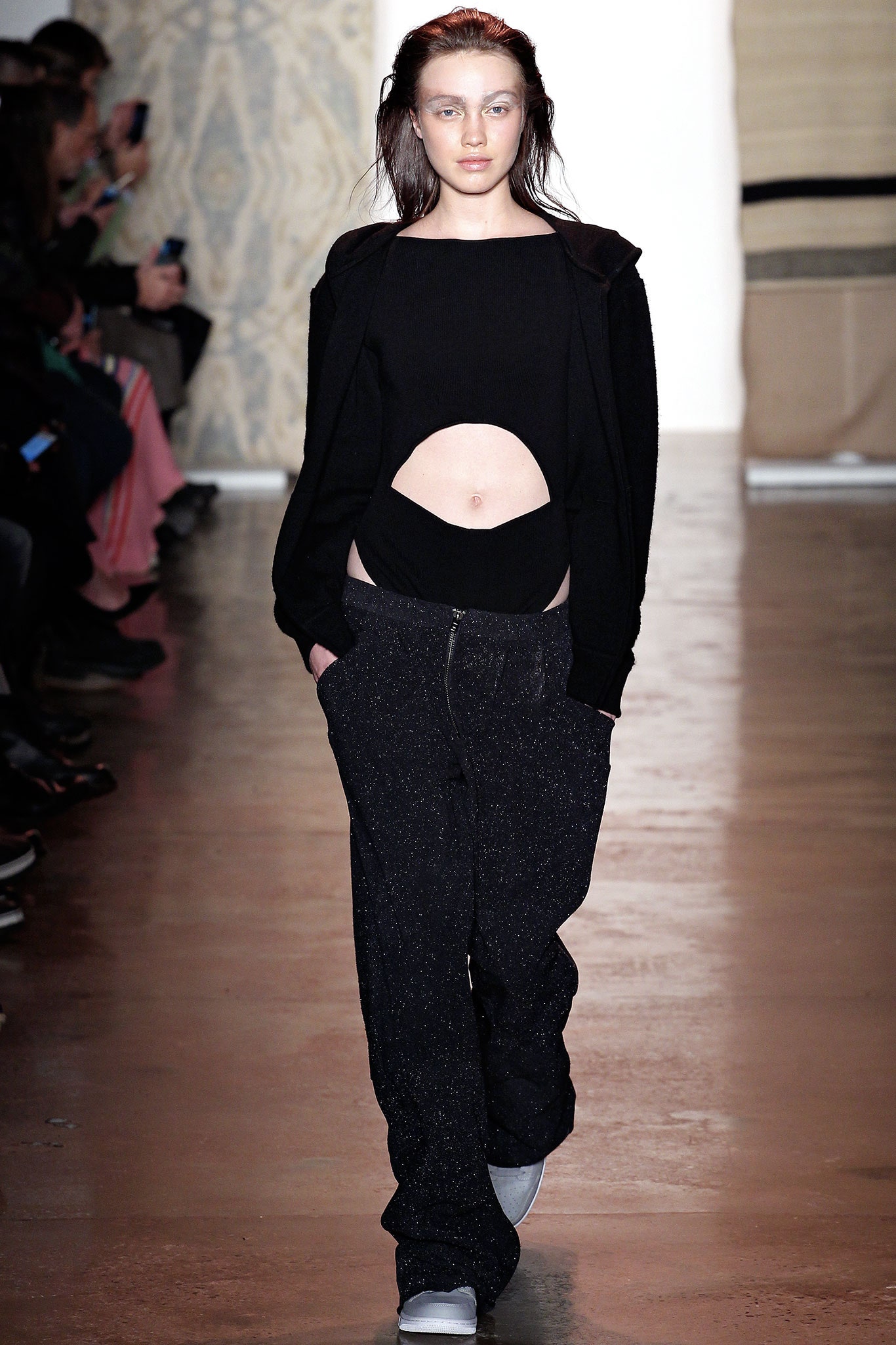 black fitted top with cutout