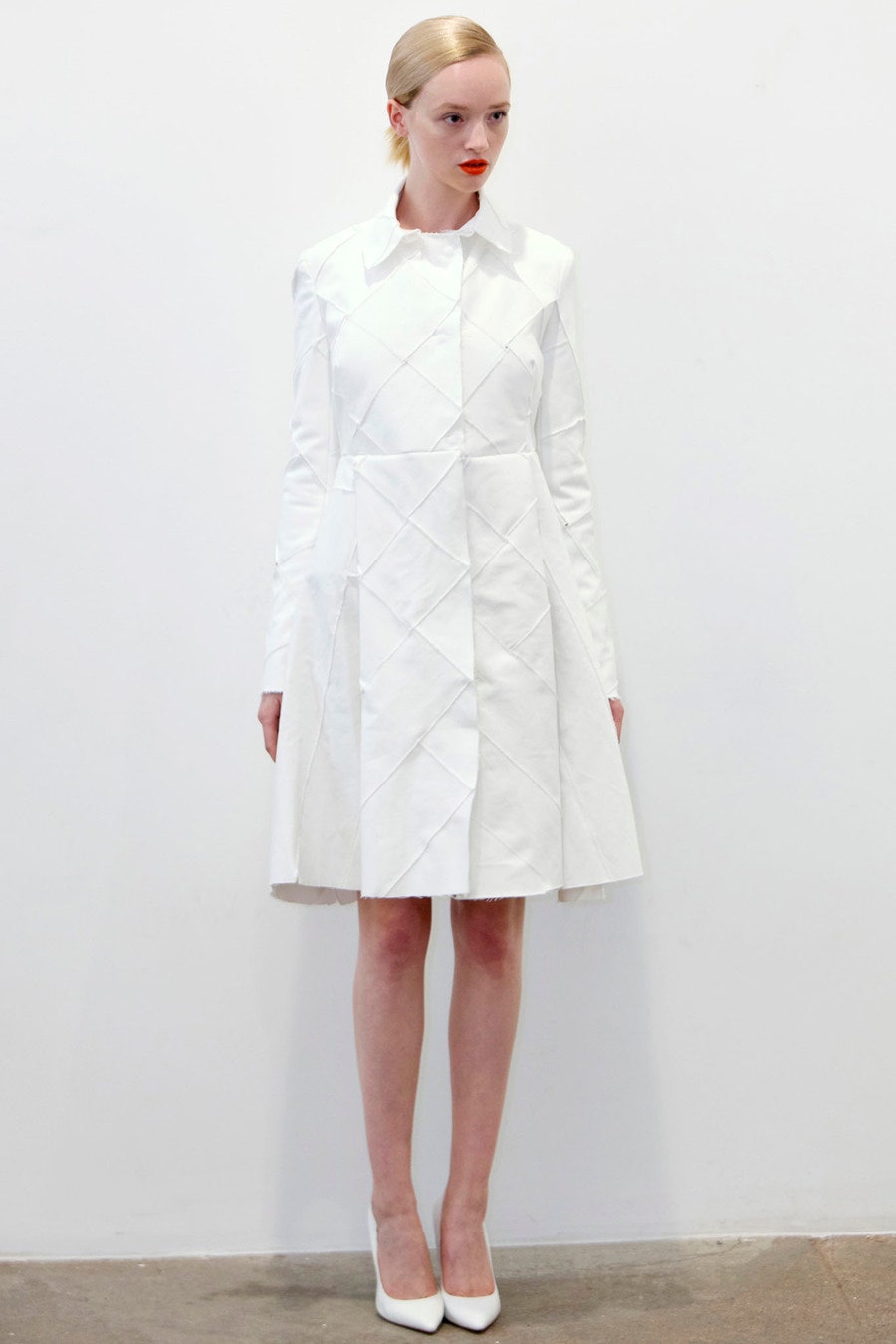white panelled collared mini dress