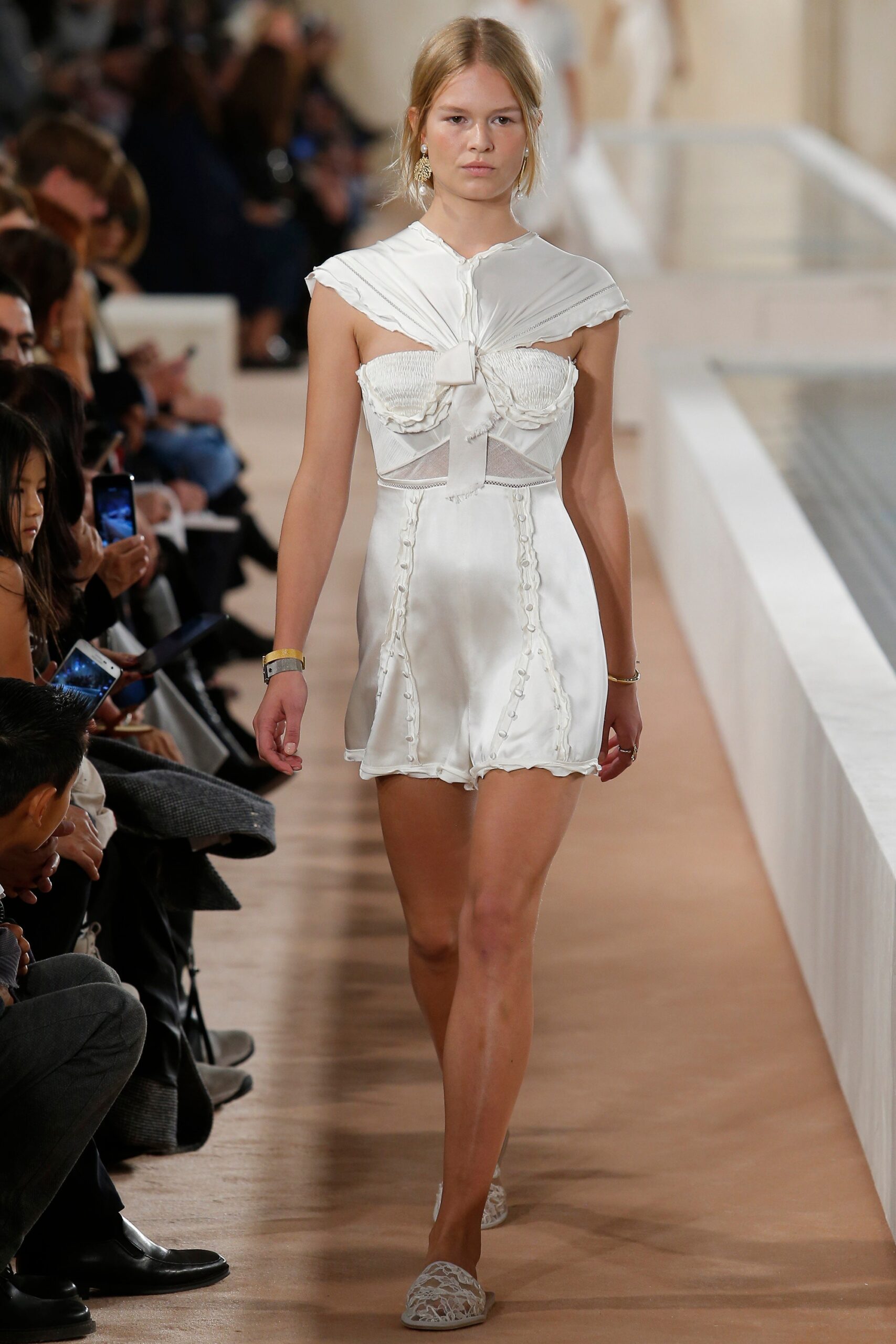 white silk fitted romper