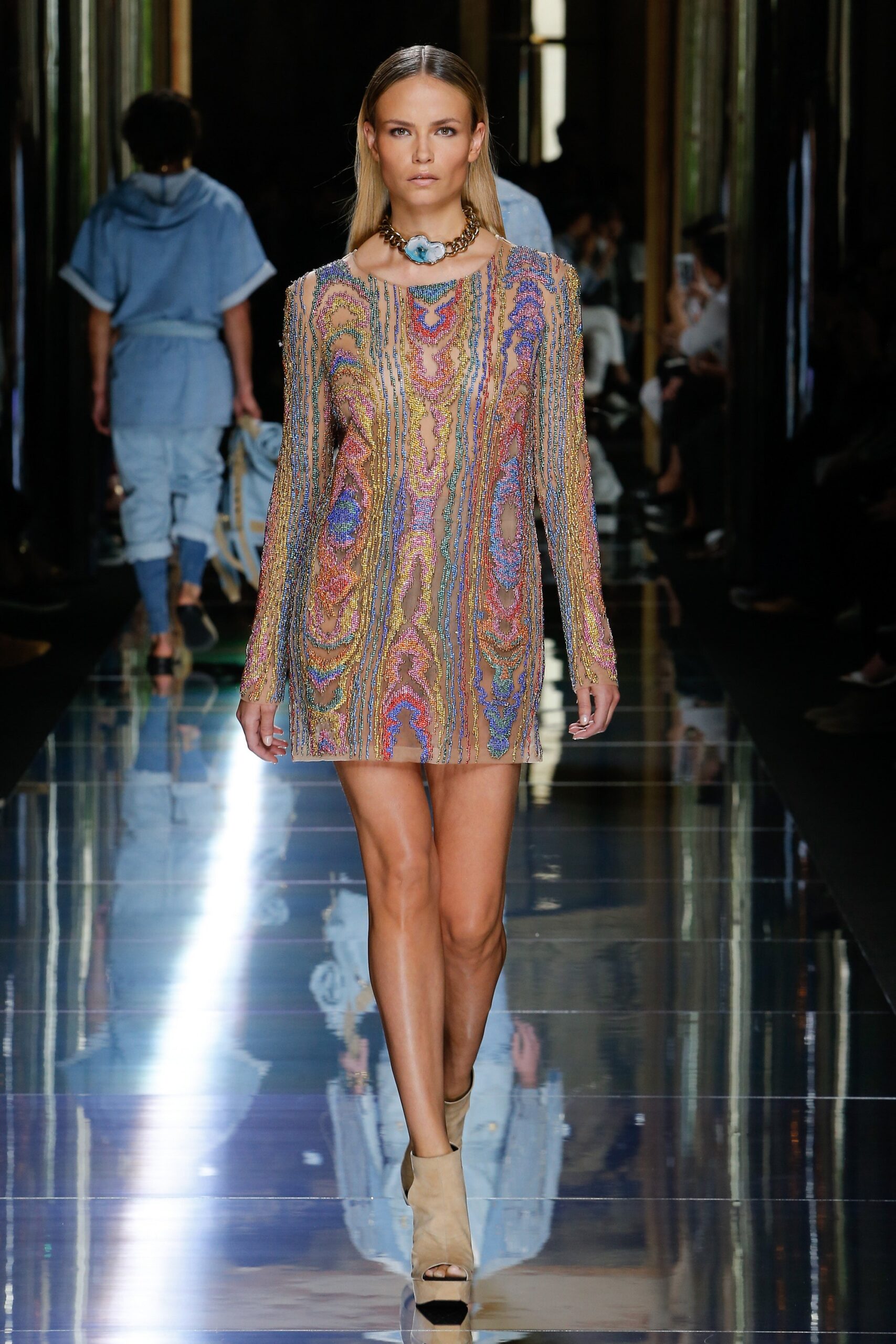 multi-colored fitted mini-dress