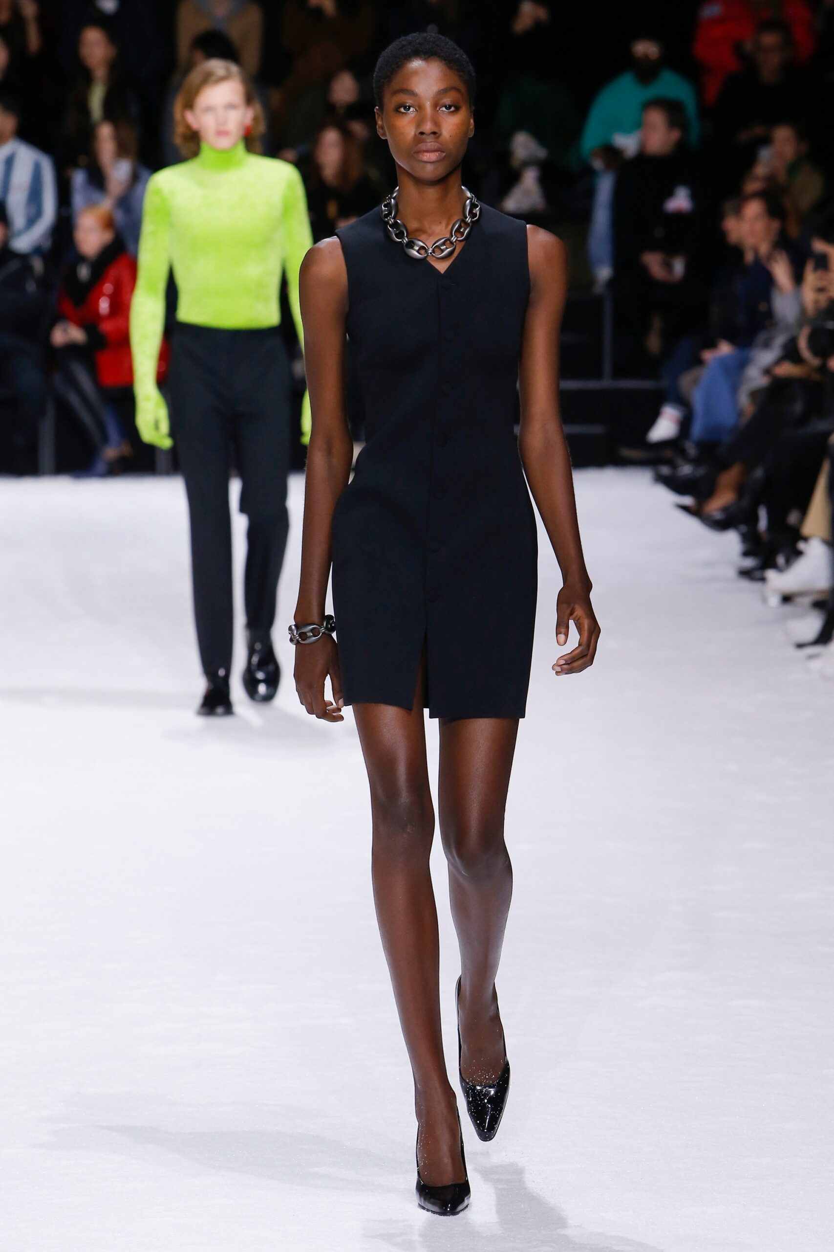black cotton sleeveless collared fitted buttoned mini dress