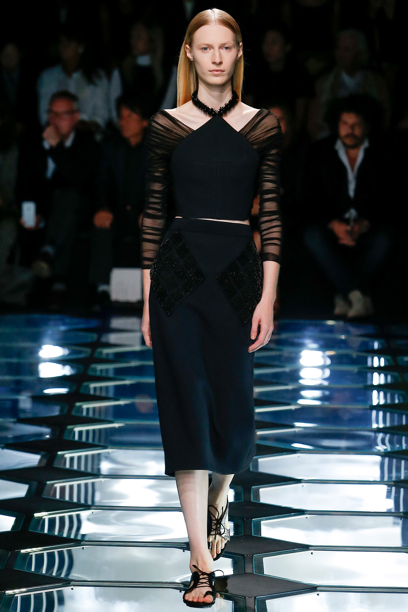 black silk fitted midi dress