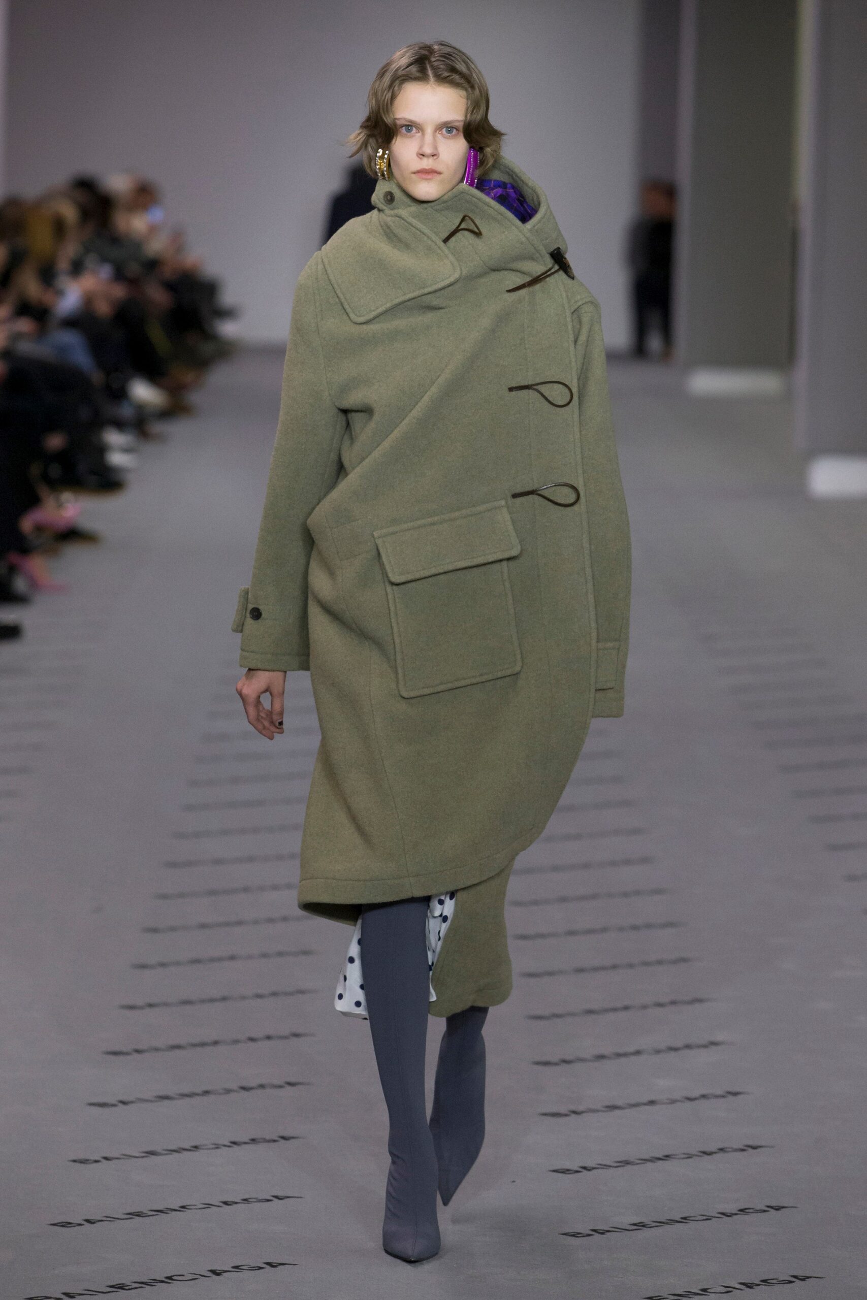relaxed green wool coat
