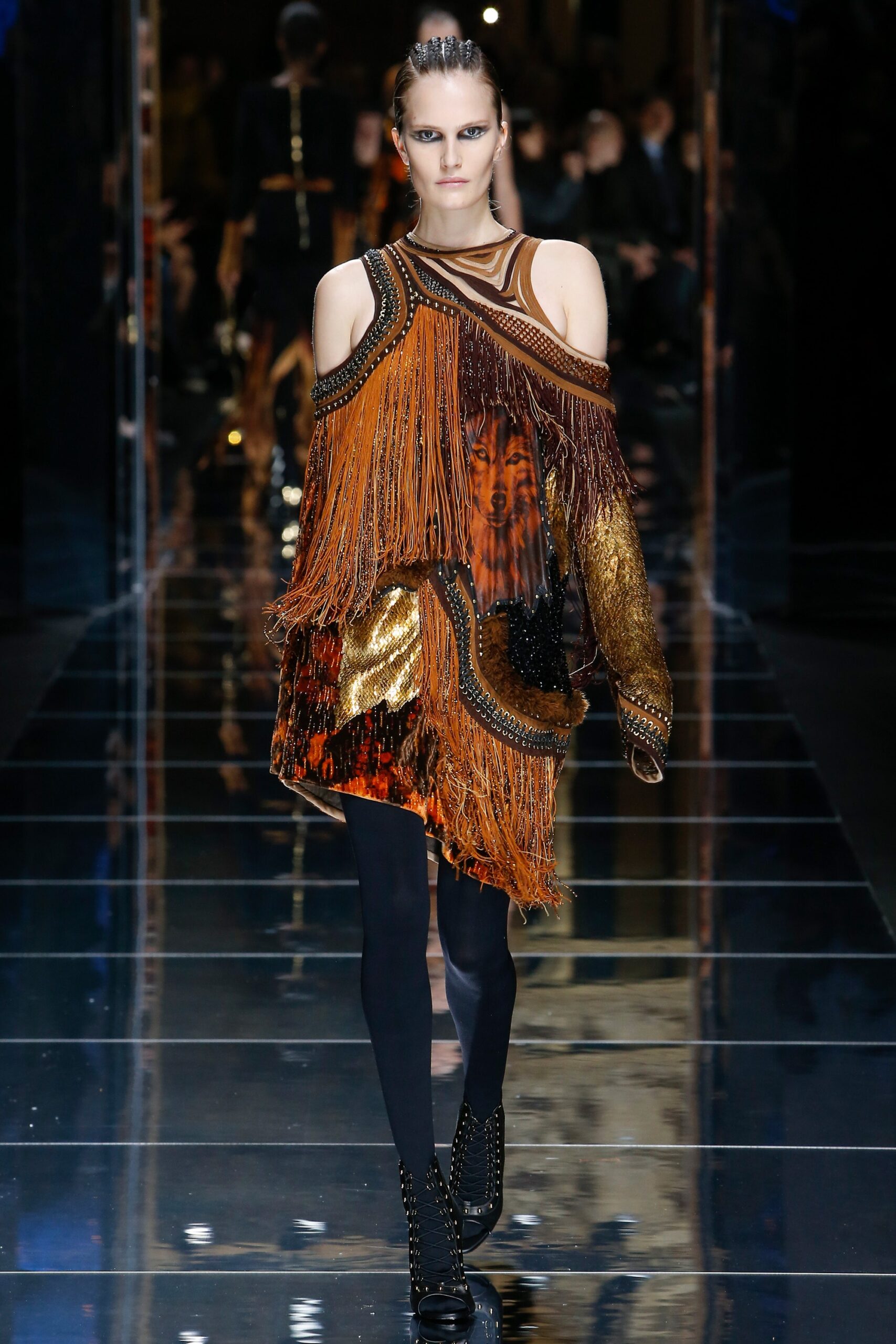 fringed mini dress with sequins