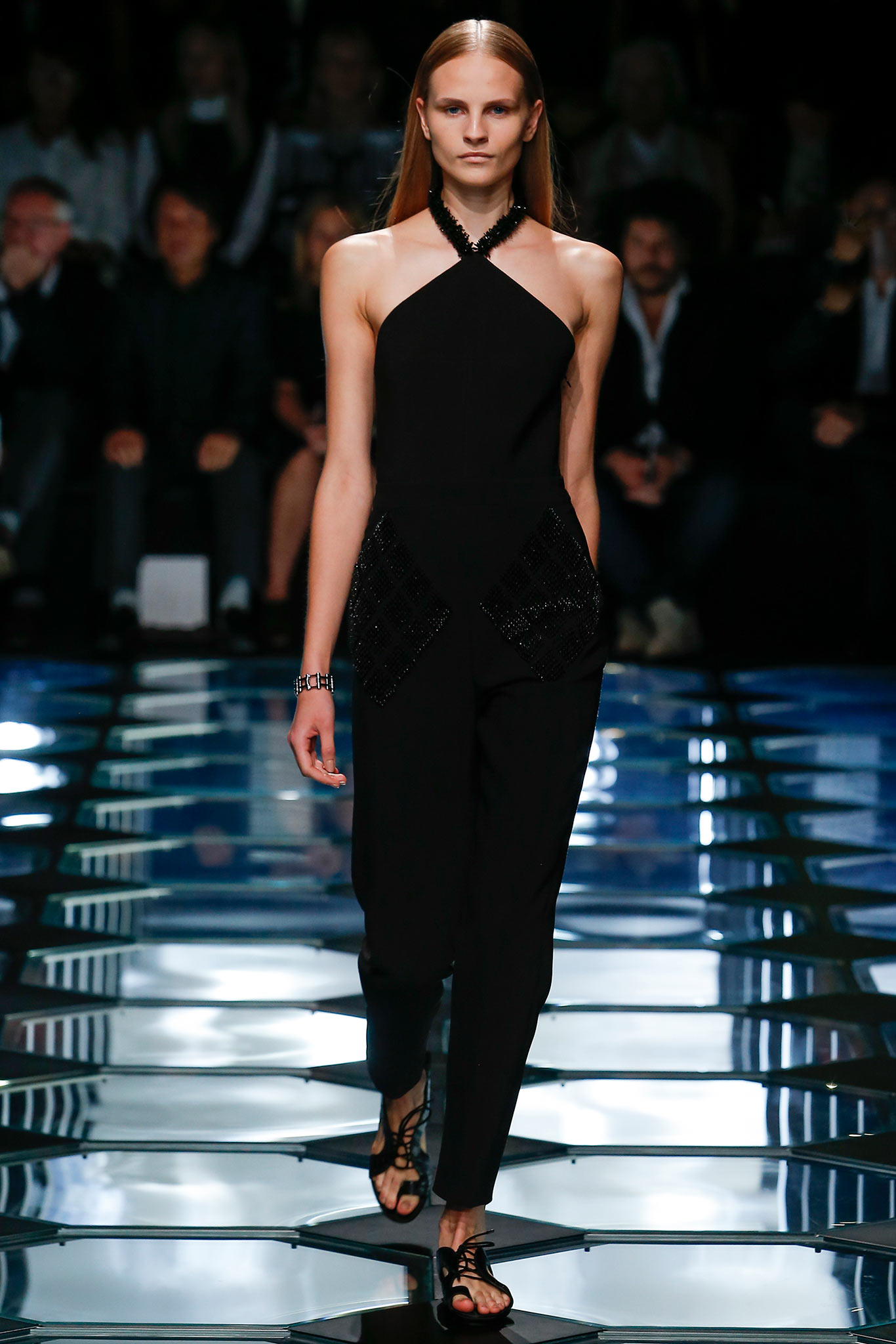 black silk fitted jumpsuit
