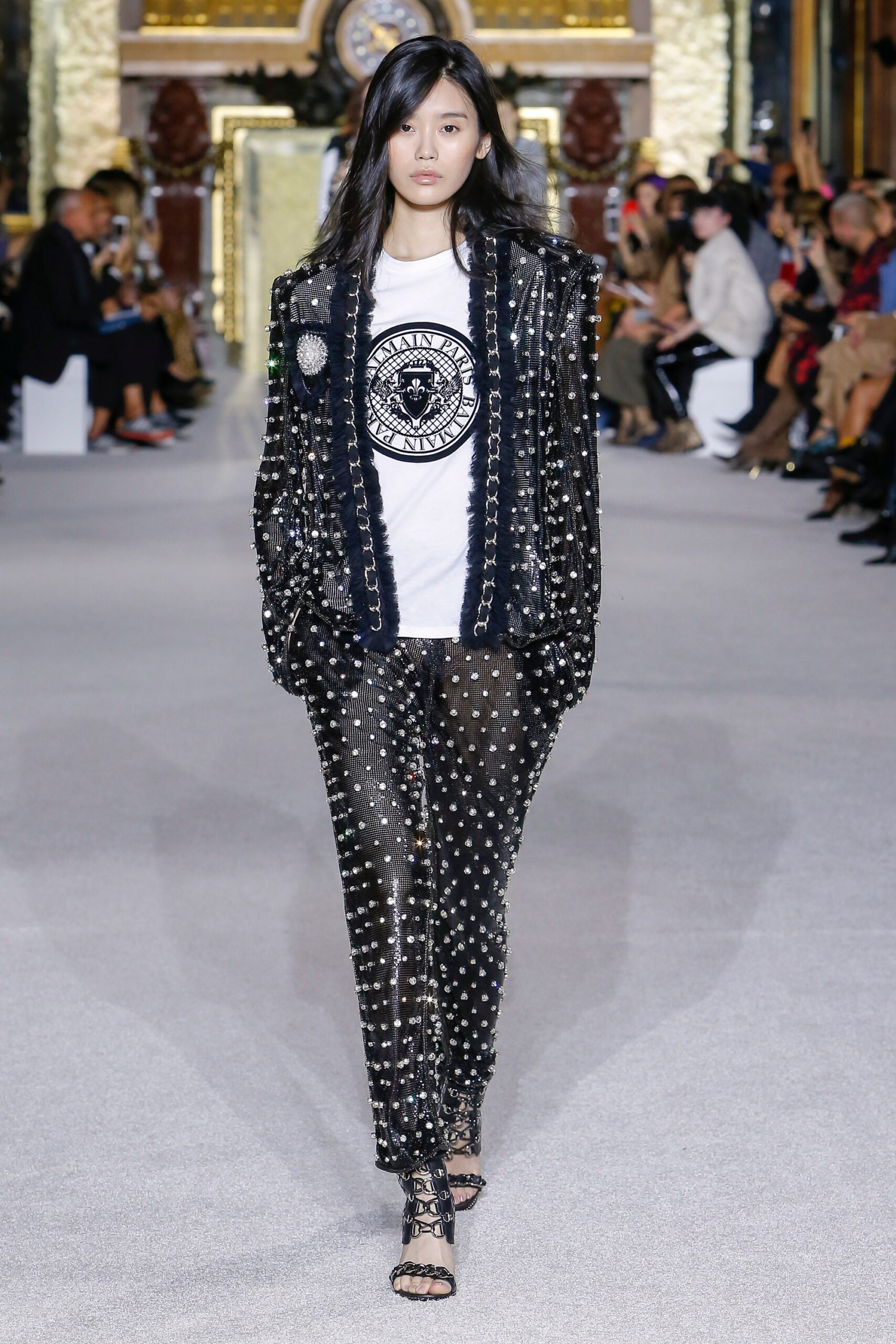 black leather jacket with white t-shirt