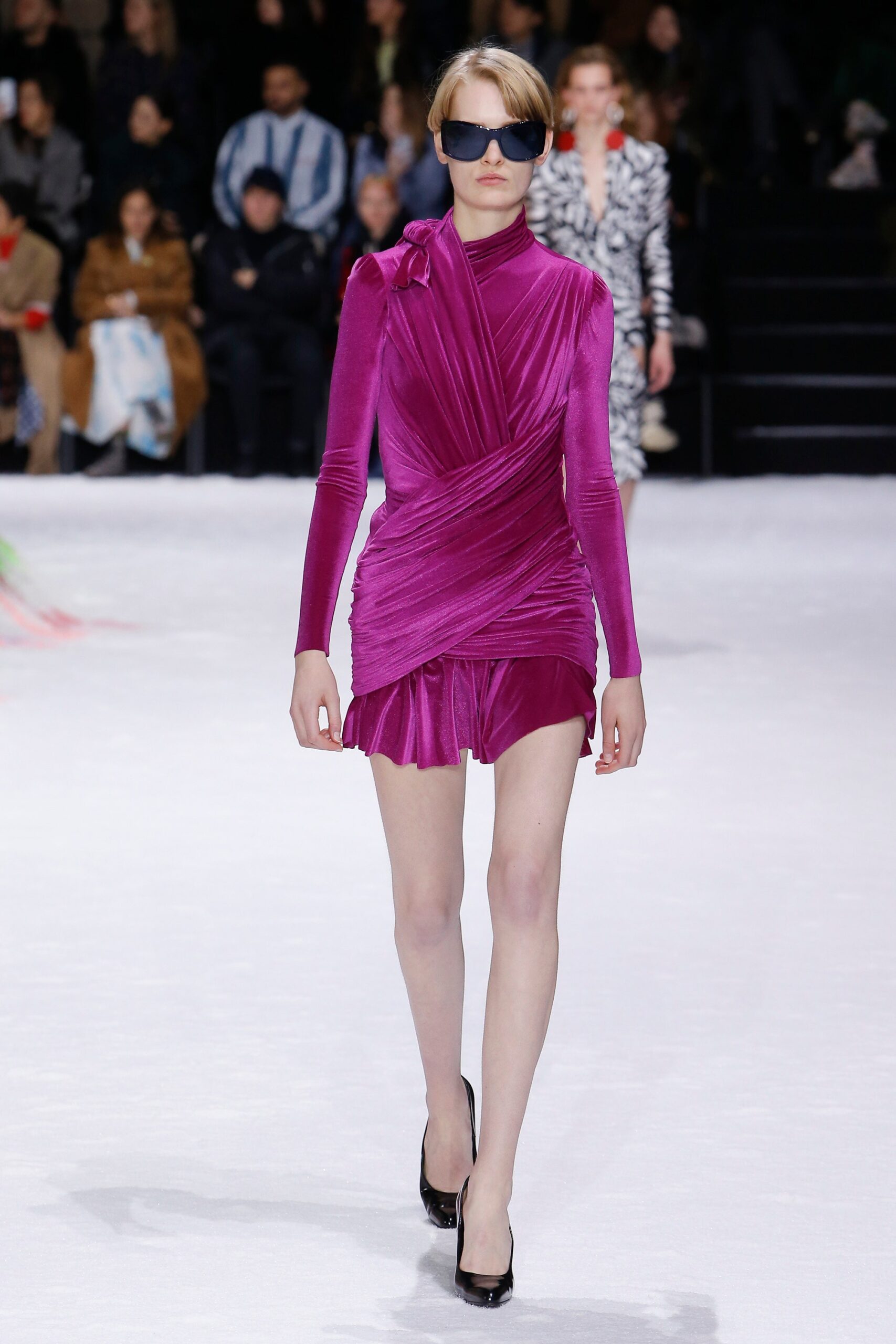 fitted pink velvet mini dress