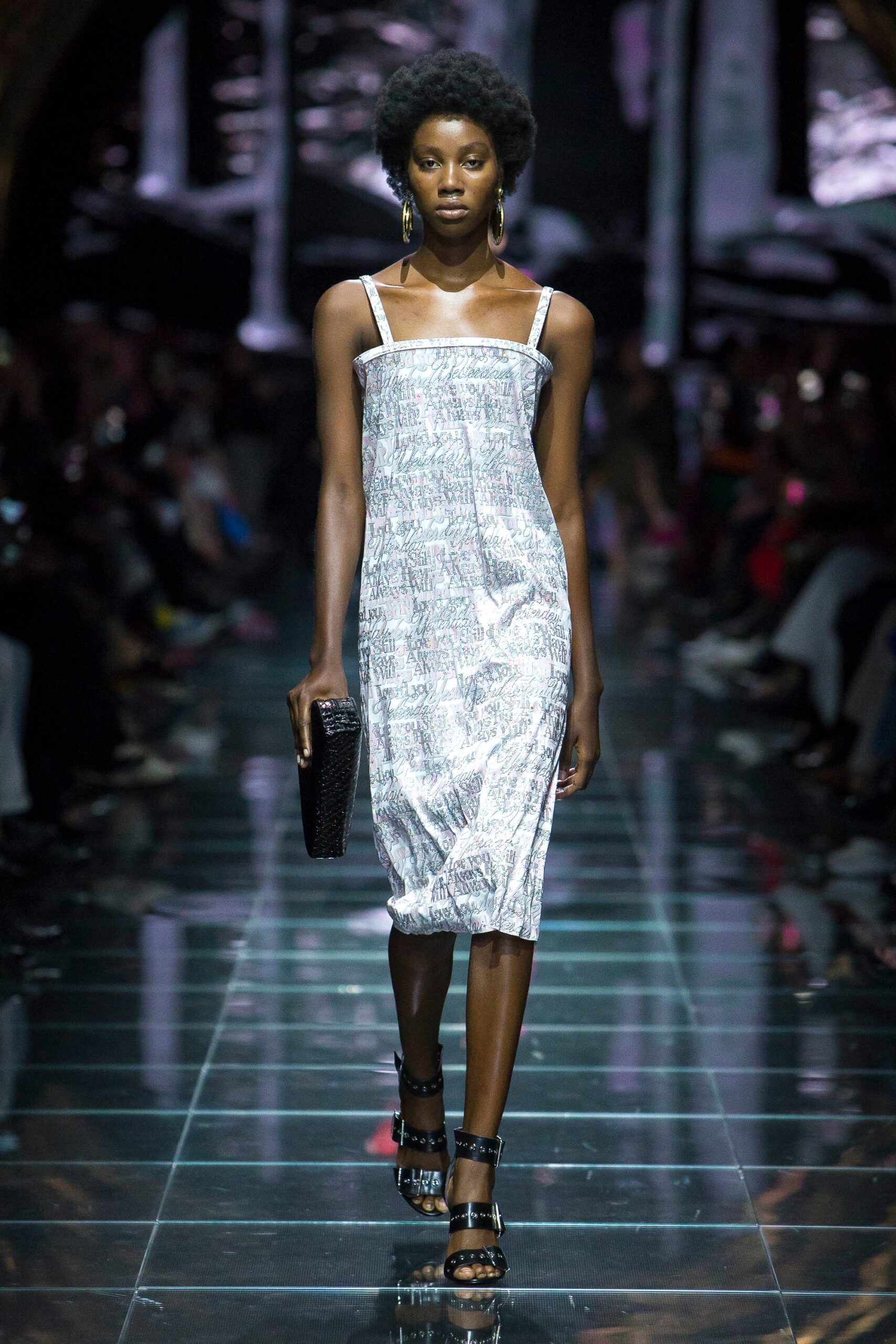 silver silk fitted dress