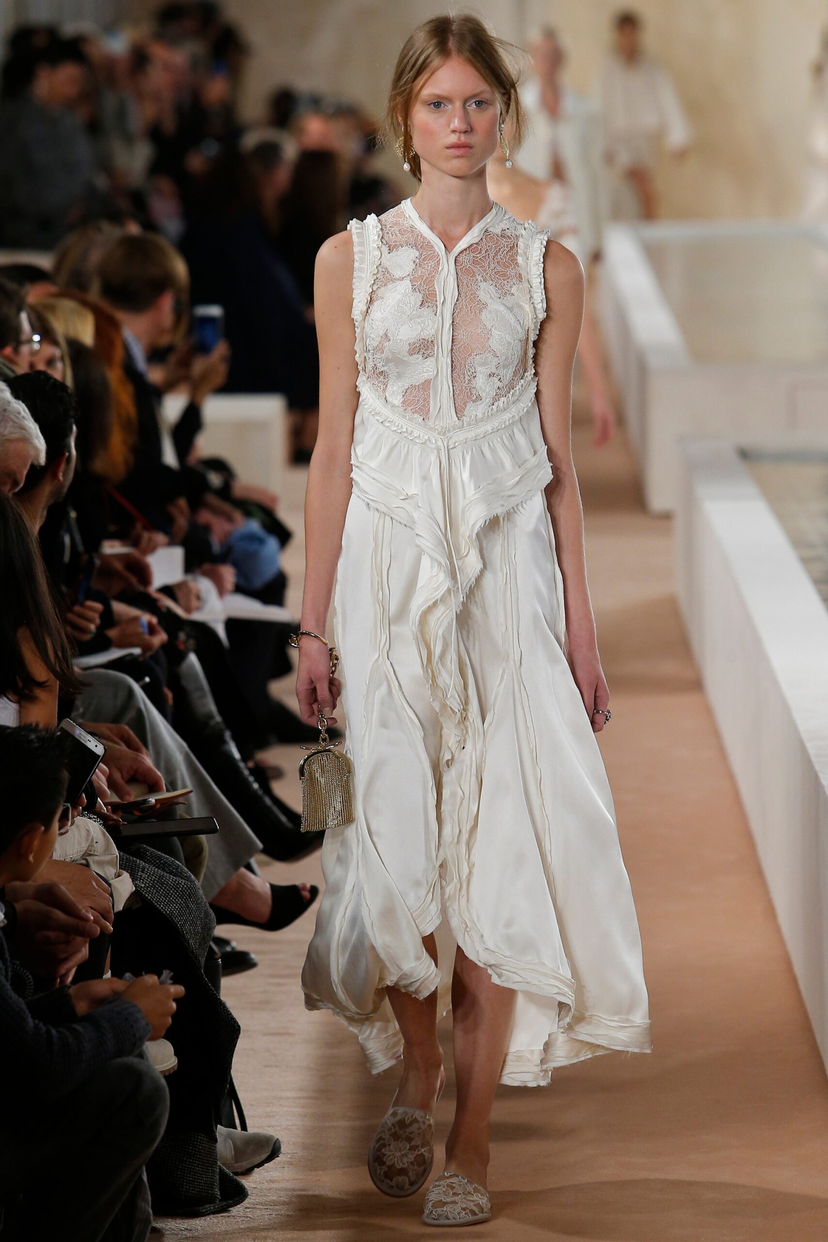 white silk sleeveless dress