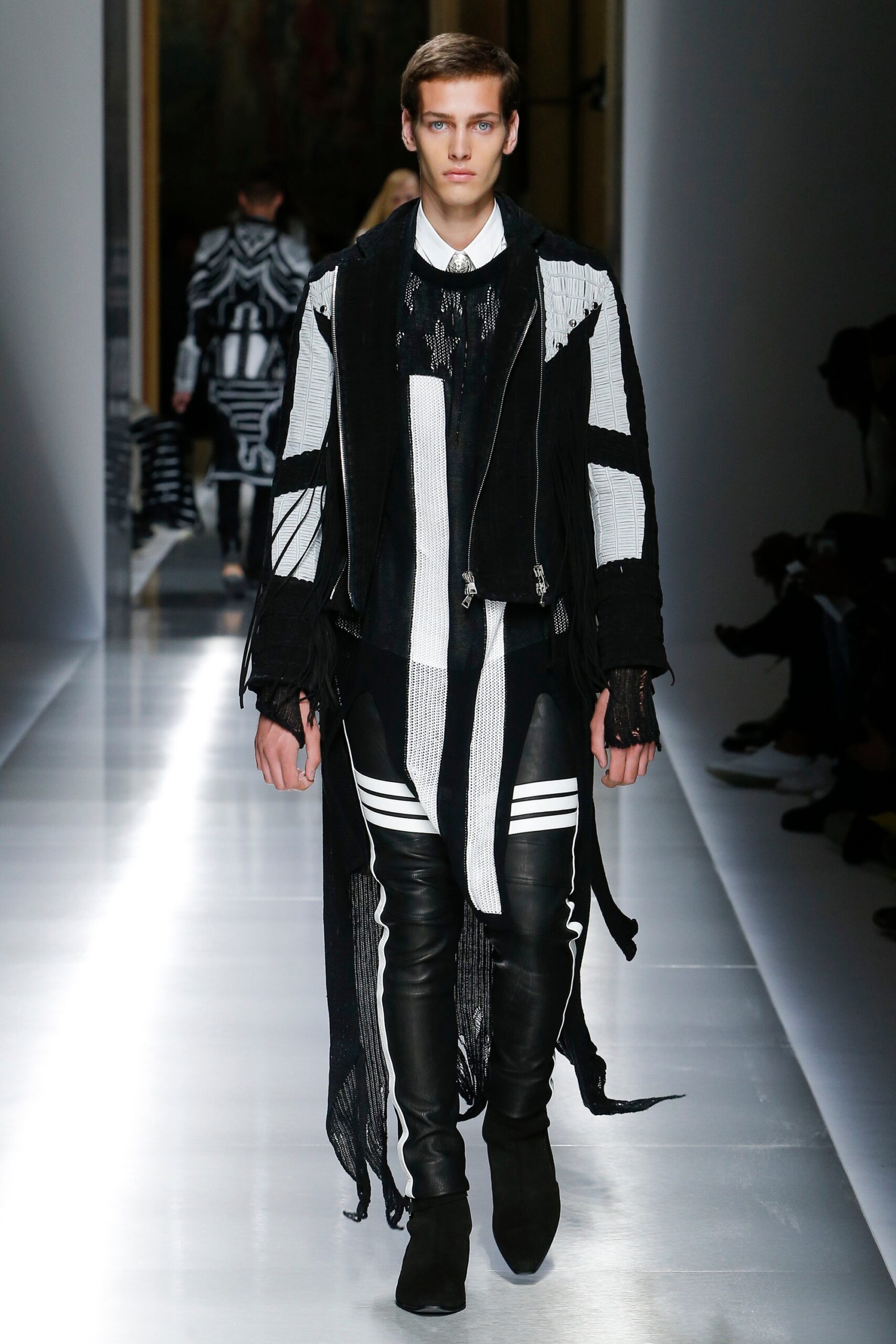 black and white layered coat