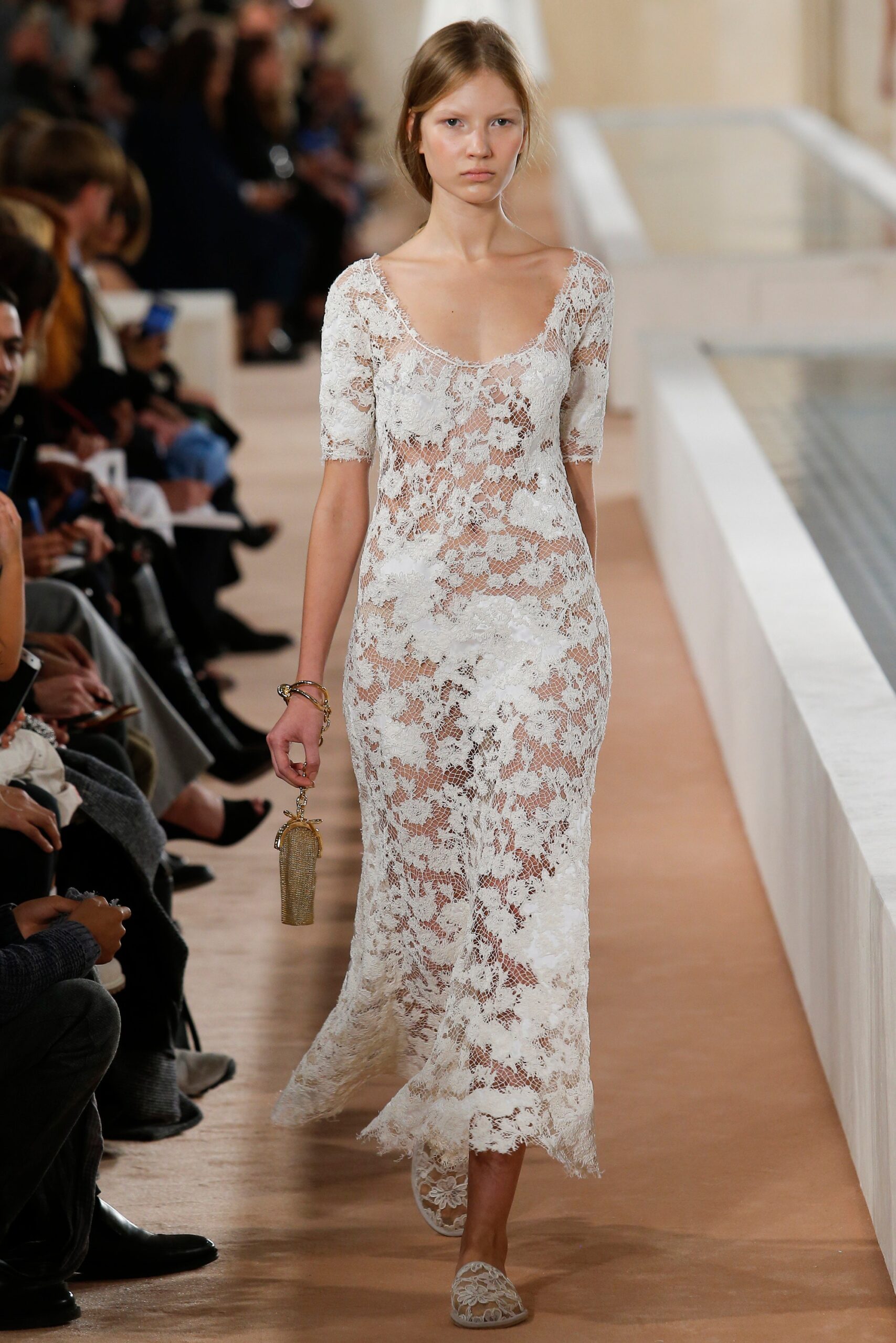 white lace fitted dress