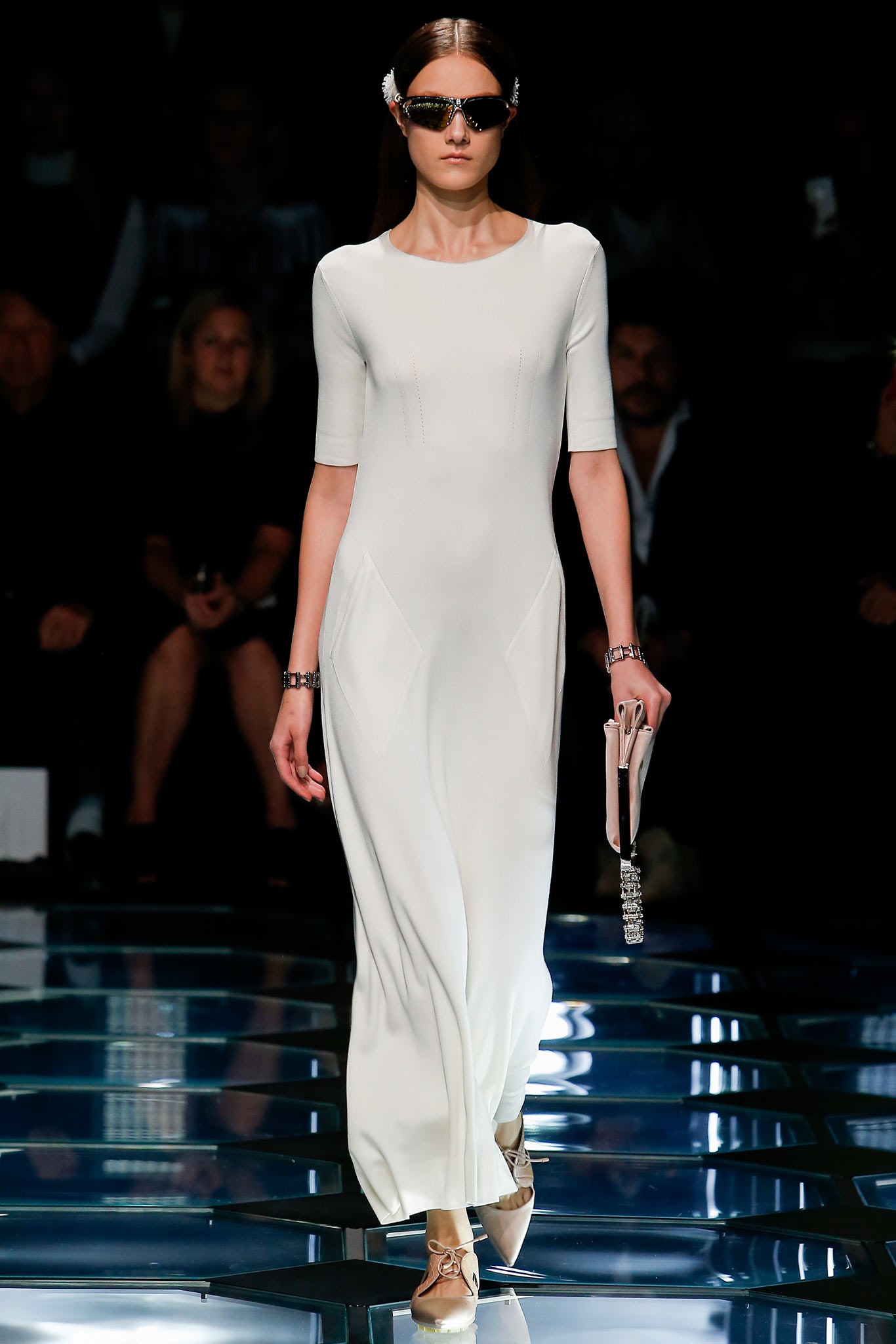 fitted white silk maxi dress