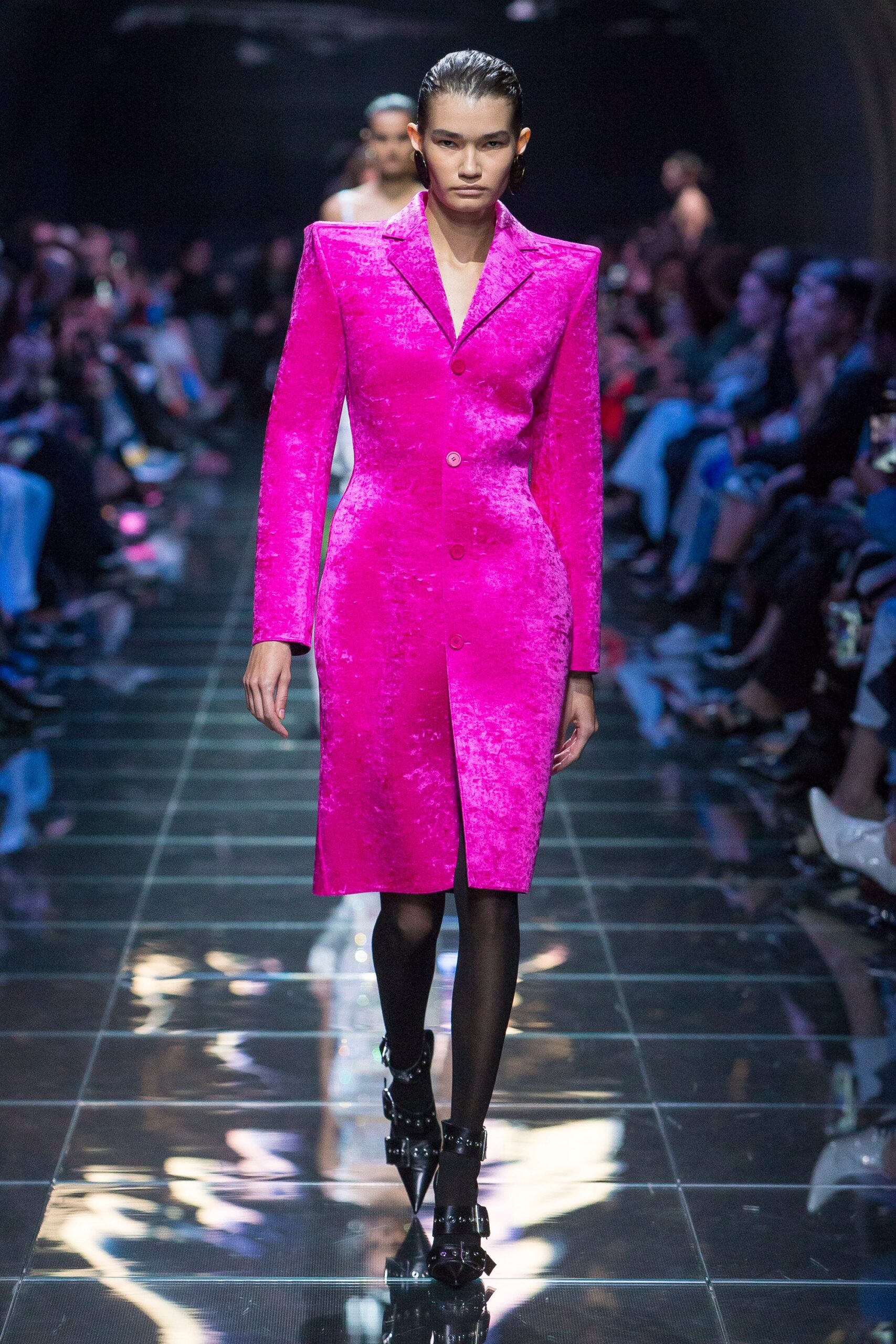 fitted pink silk coat