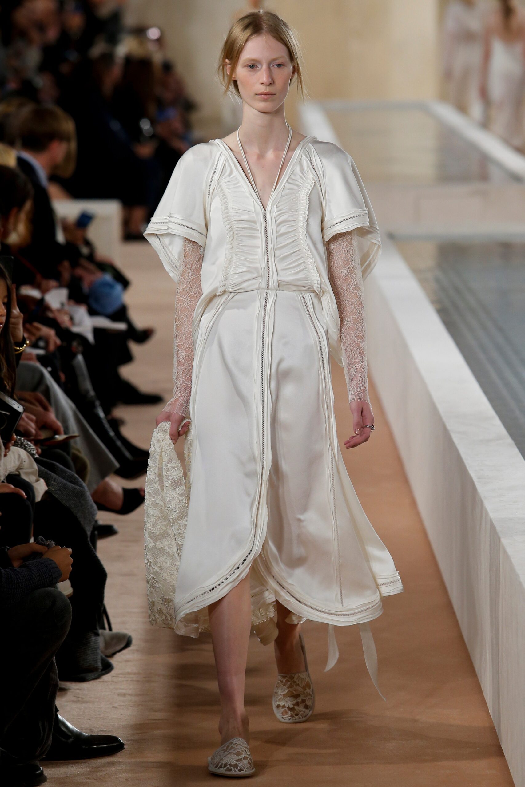 white silk fitted dress