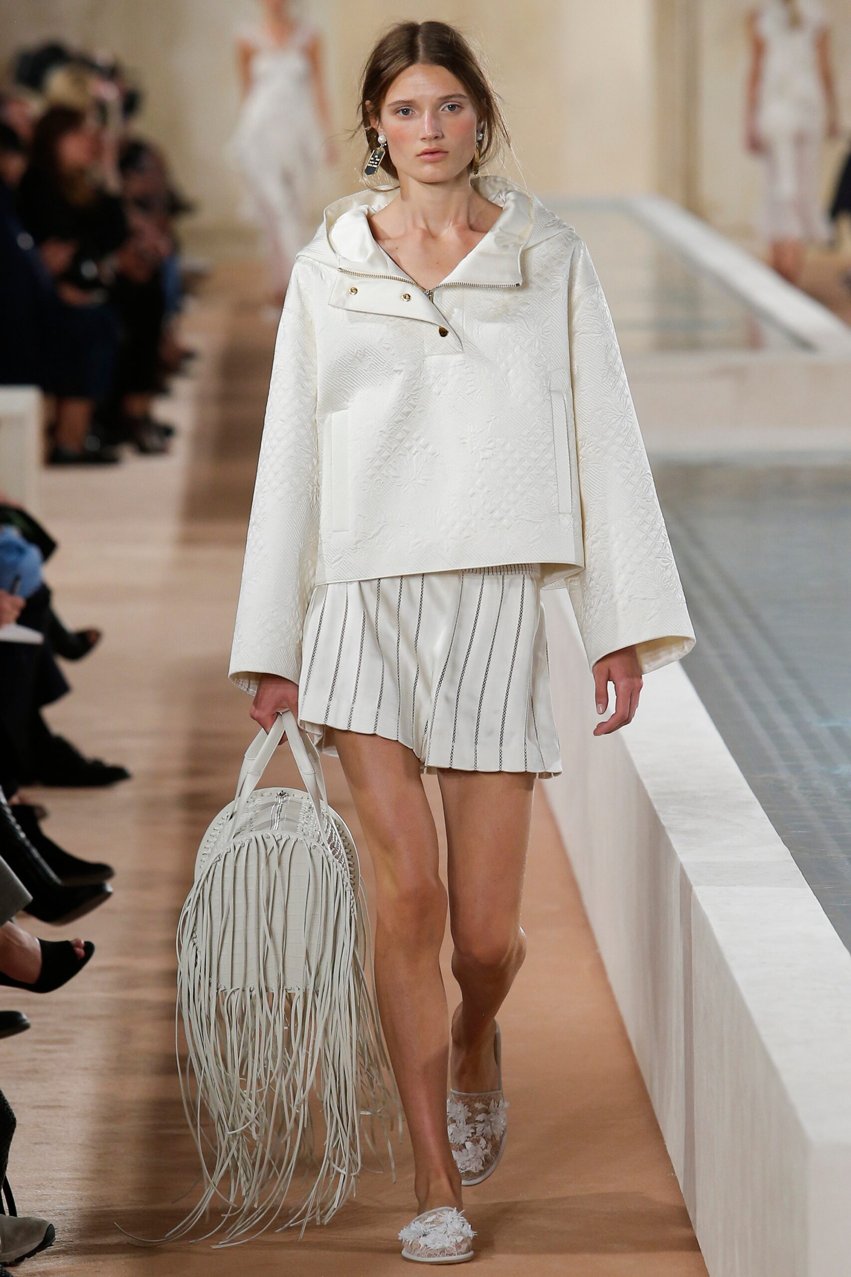 white relaxed hoodie and shorts