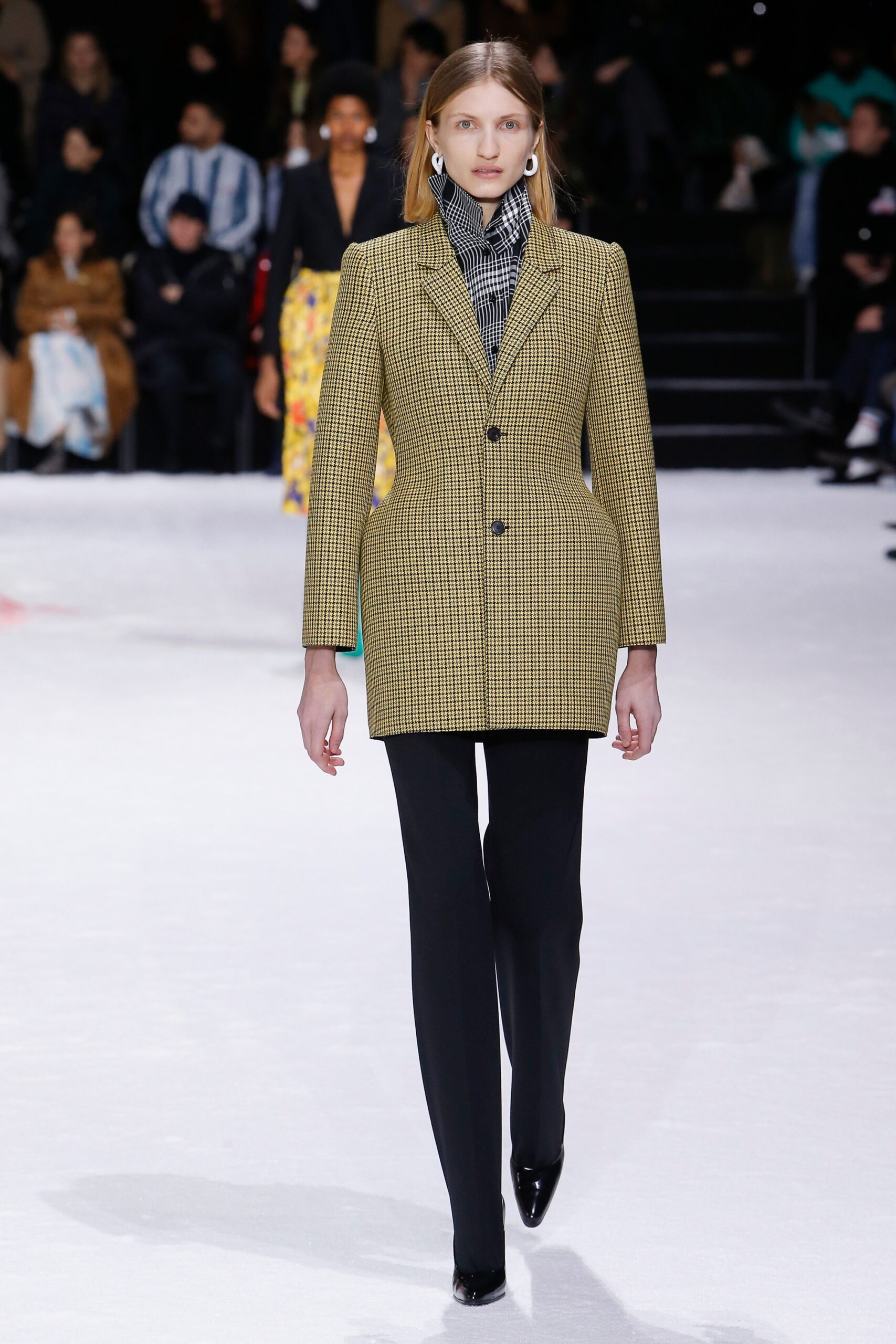 tailored yellow checked blazer