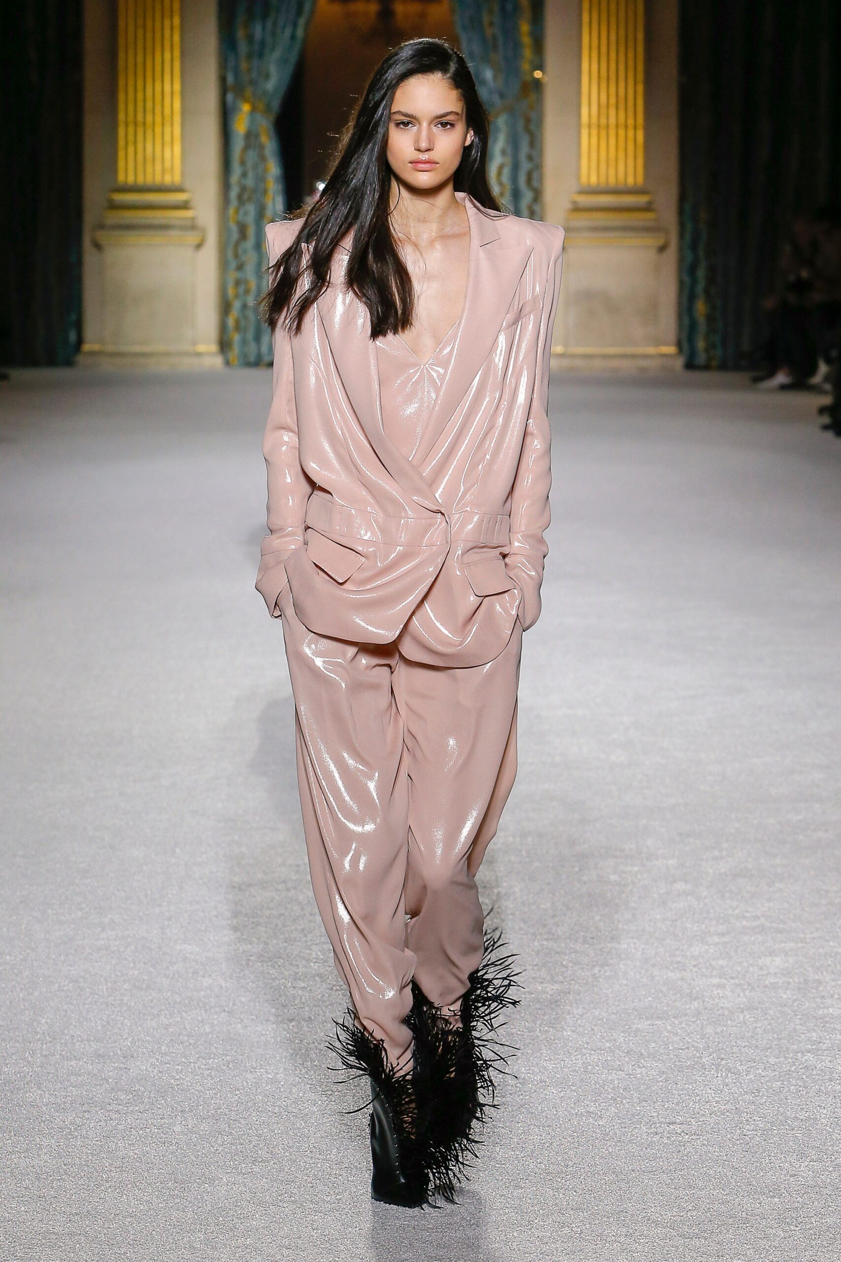 pink vinyl relaxed suit