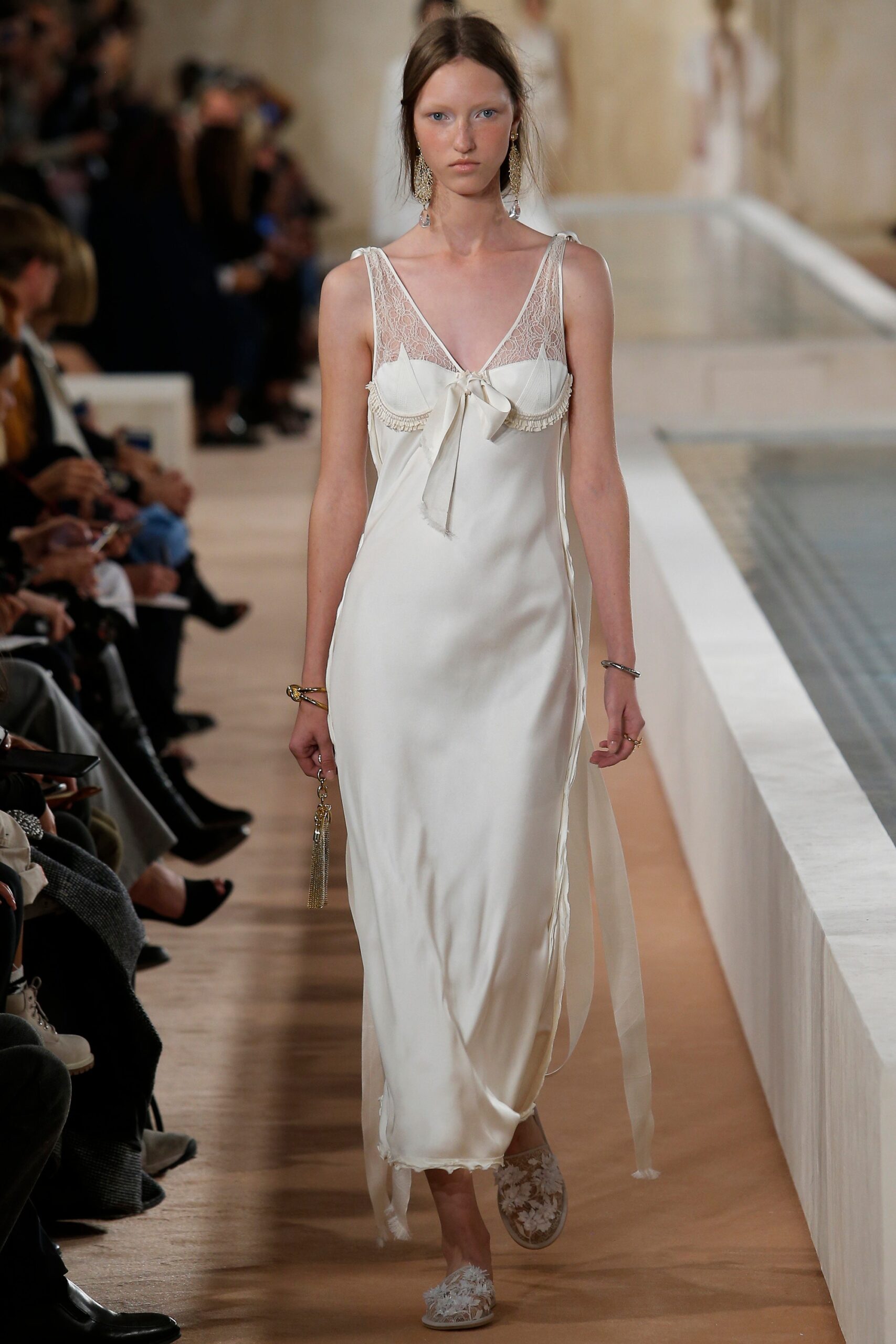 white silk sleeveless dress