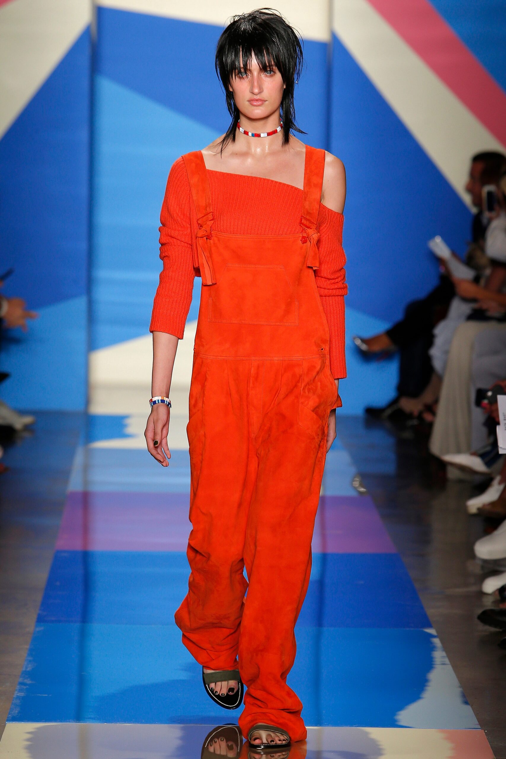 orange relaxed off-shoulder jumpsuit