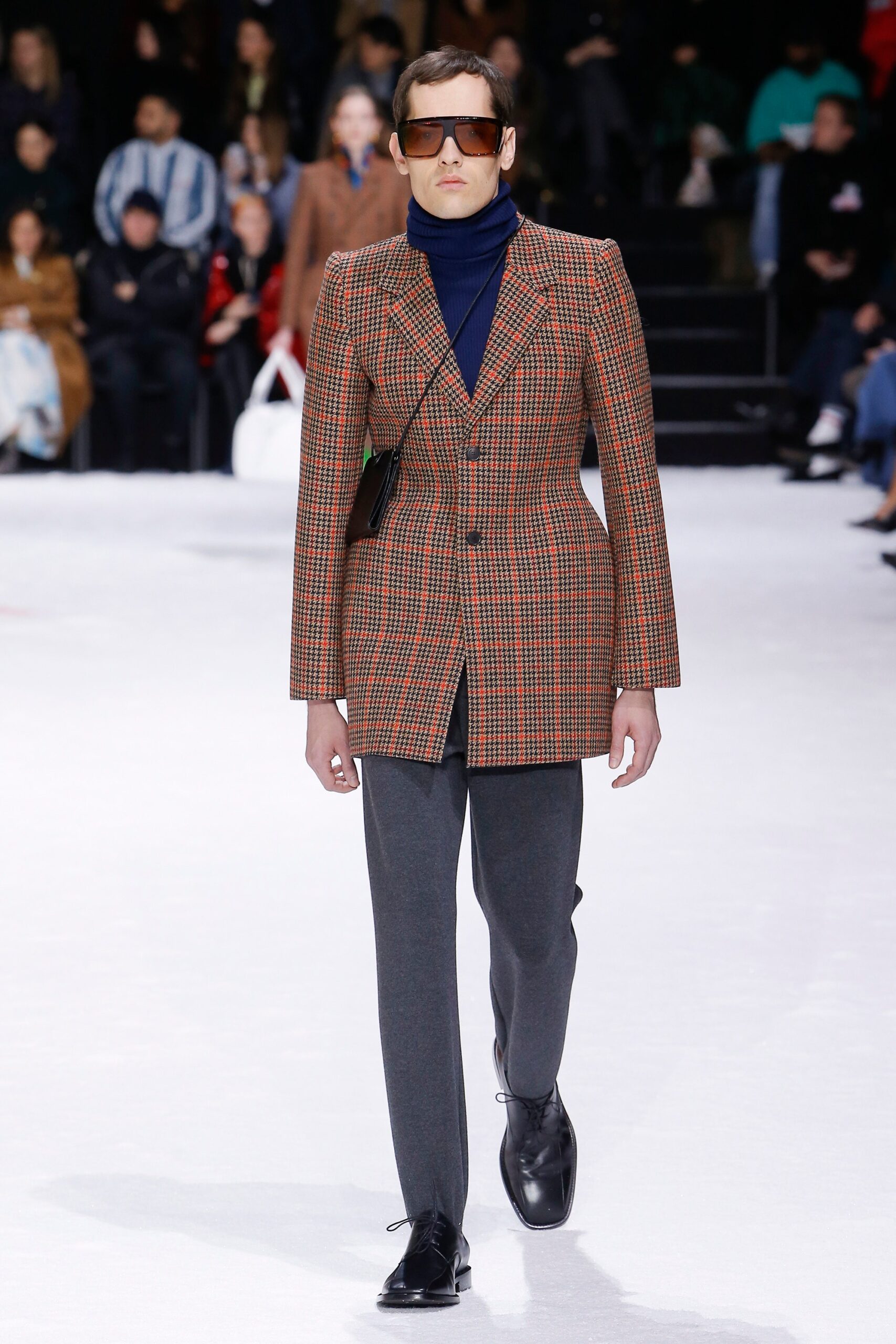 brown checked tailored blazer