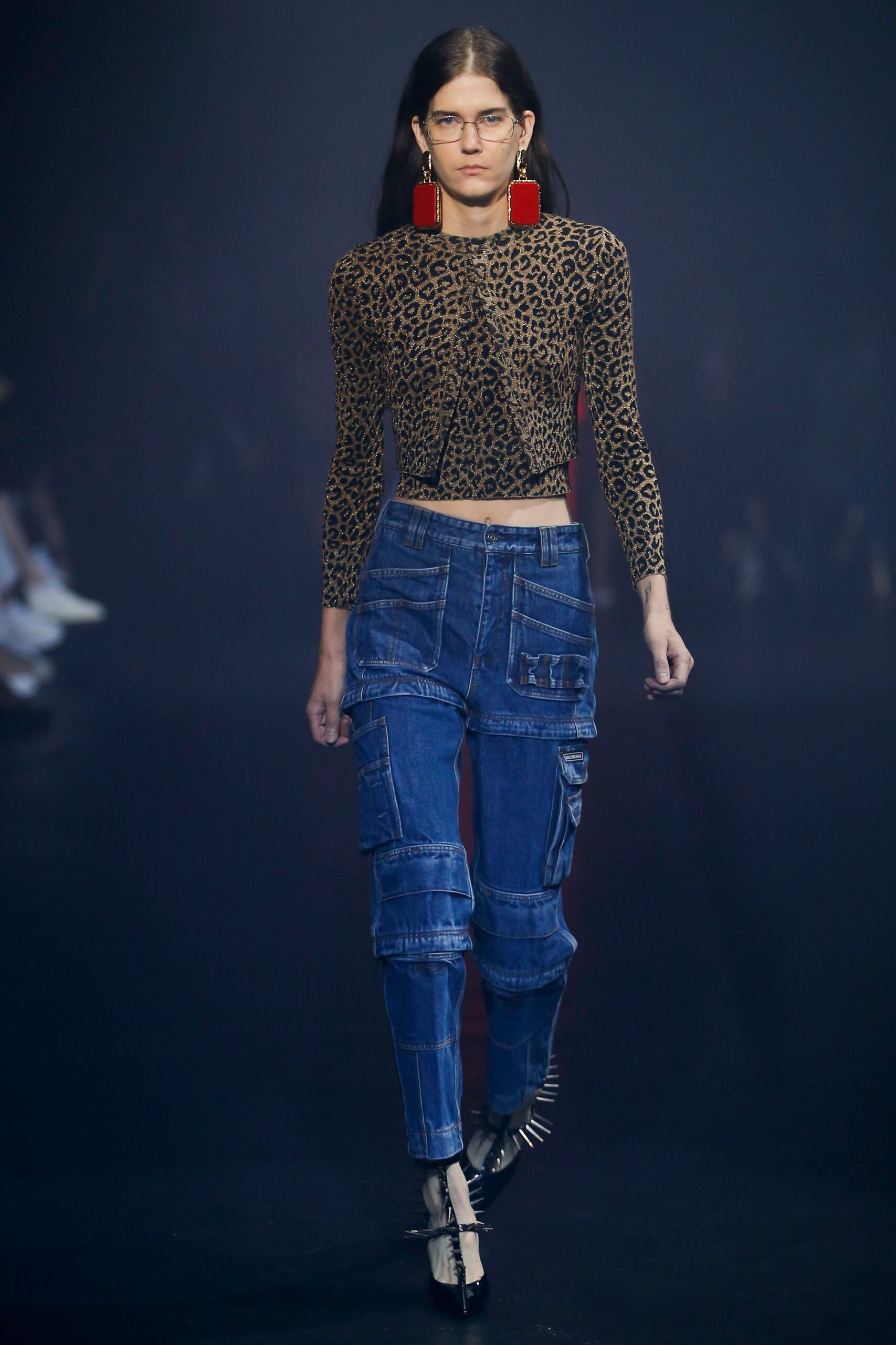fitted animal-print top with cargo pants