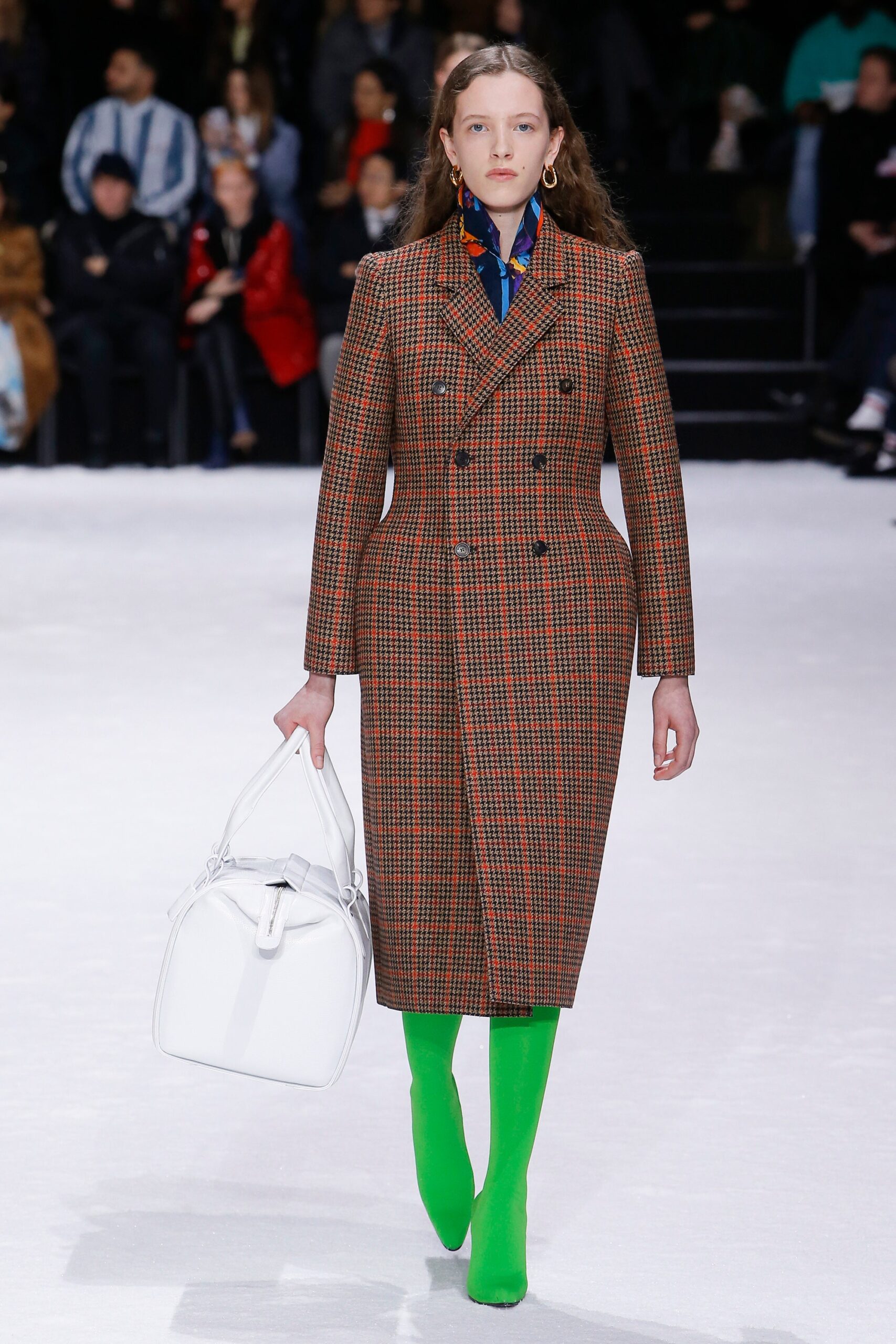 brown checked tailored coat