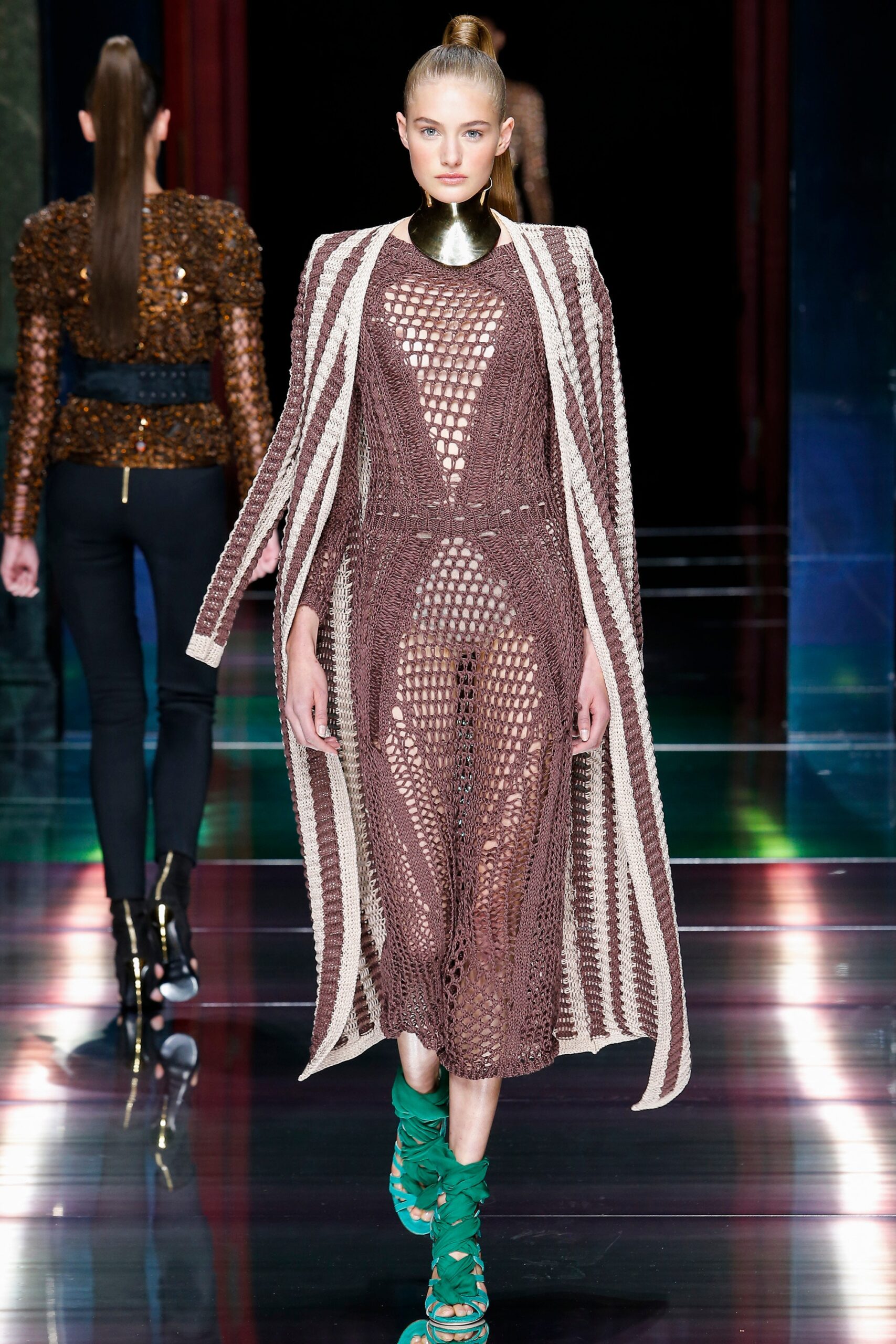 multi cotton long-sleeve relaxed striped cape